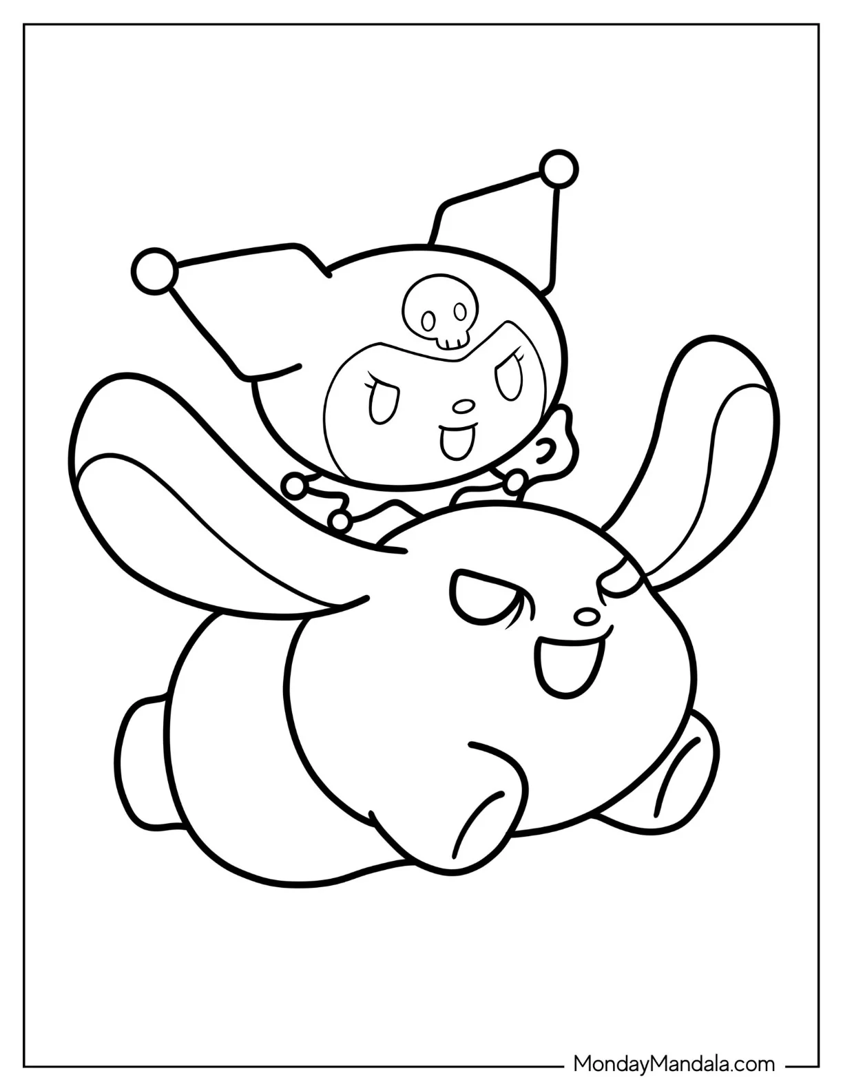 Kuromi Coloring Page With Baku Flying coloring page