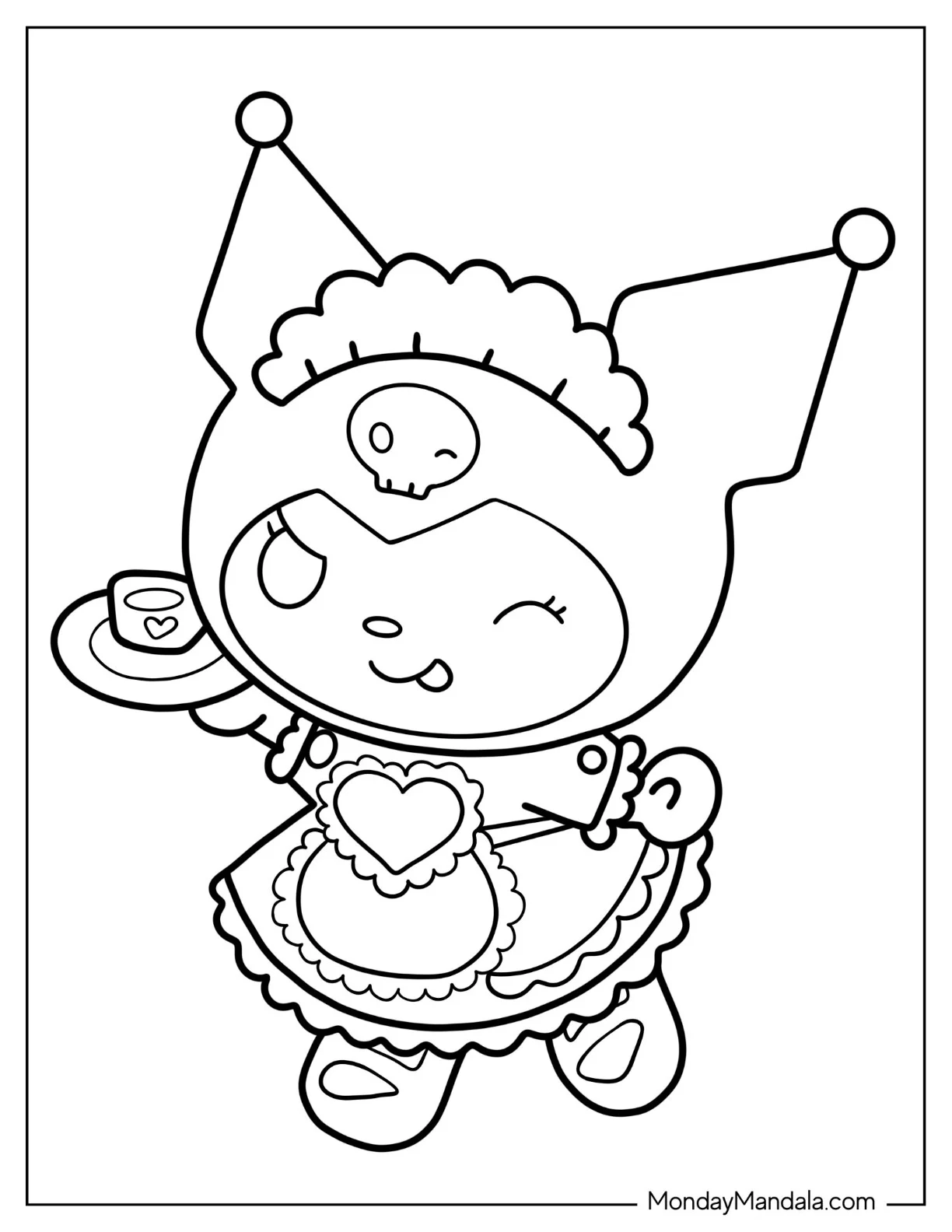 Maid Kuromi Coloring Page Serving Tea coloring page