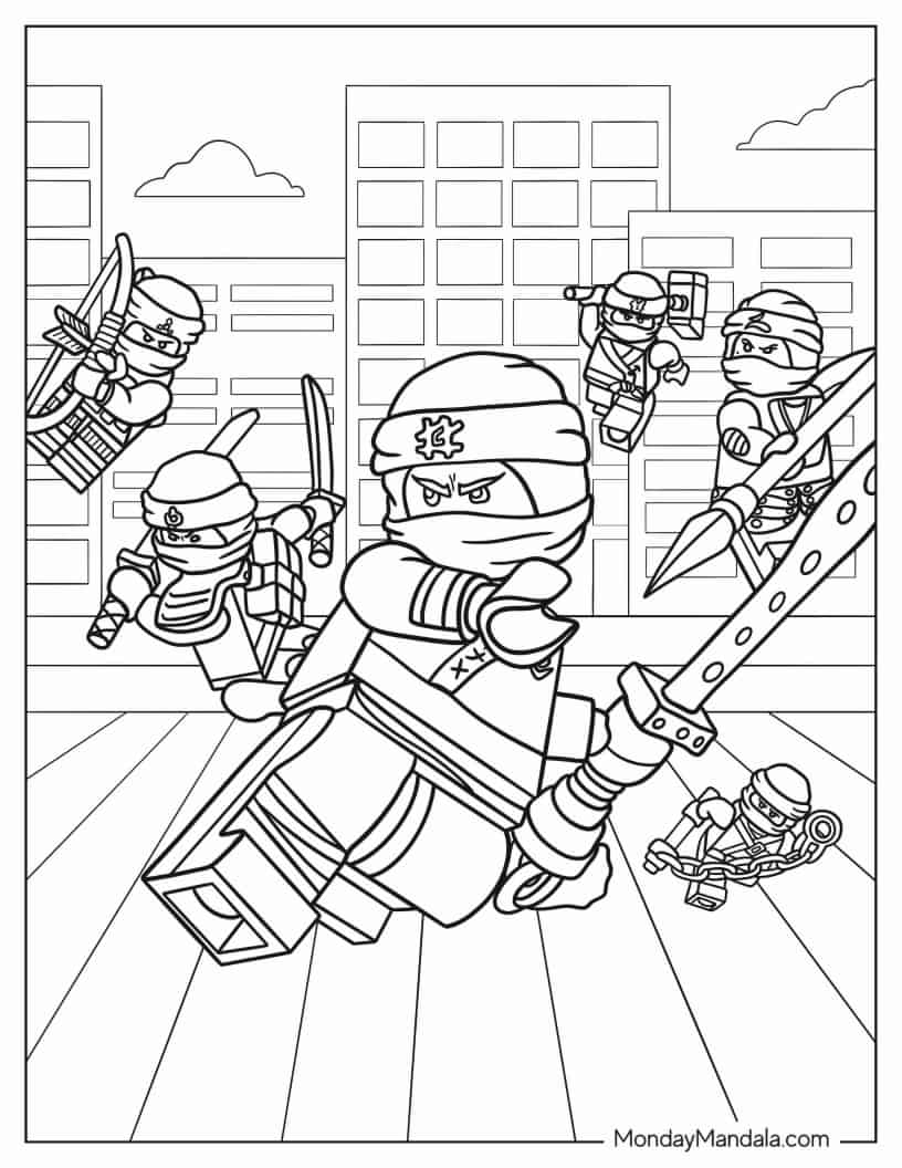 Coloring Page Of Lego Ninjago Movie Poster coloring page — printable line art