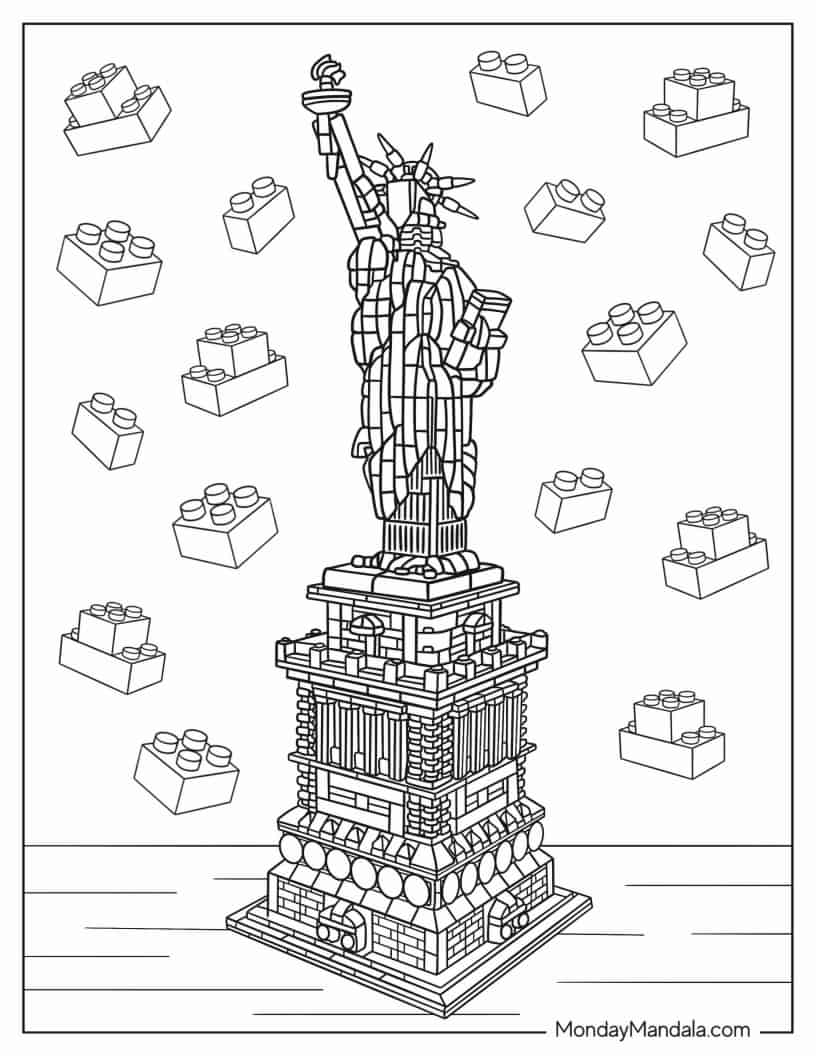 Detailed Lego Statue Of Liberty coloring page