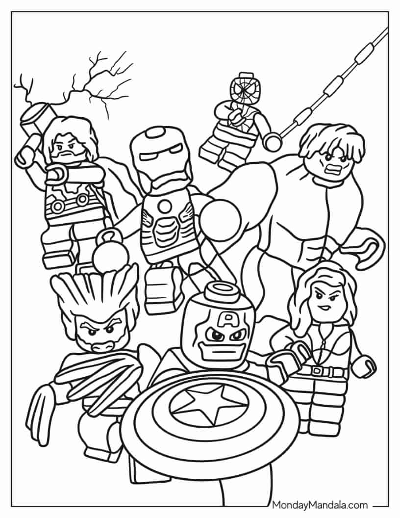 Easy Lego Avengers Coloring Page coloring page — printable line art