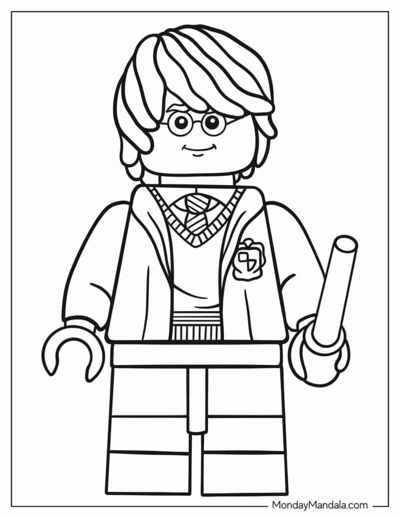 Harry Potter Lego Coloring Sheet For Kids coloring page — printable line art