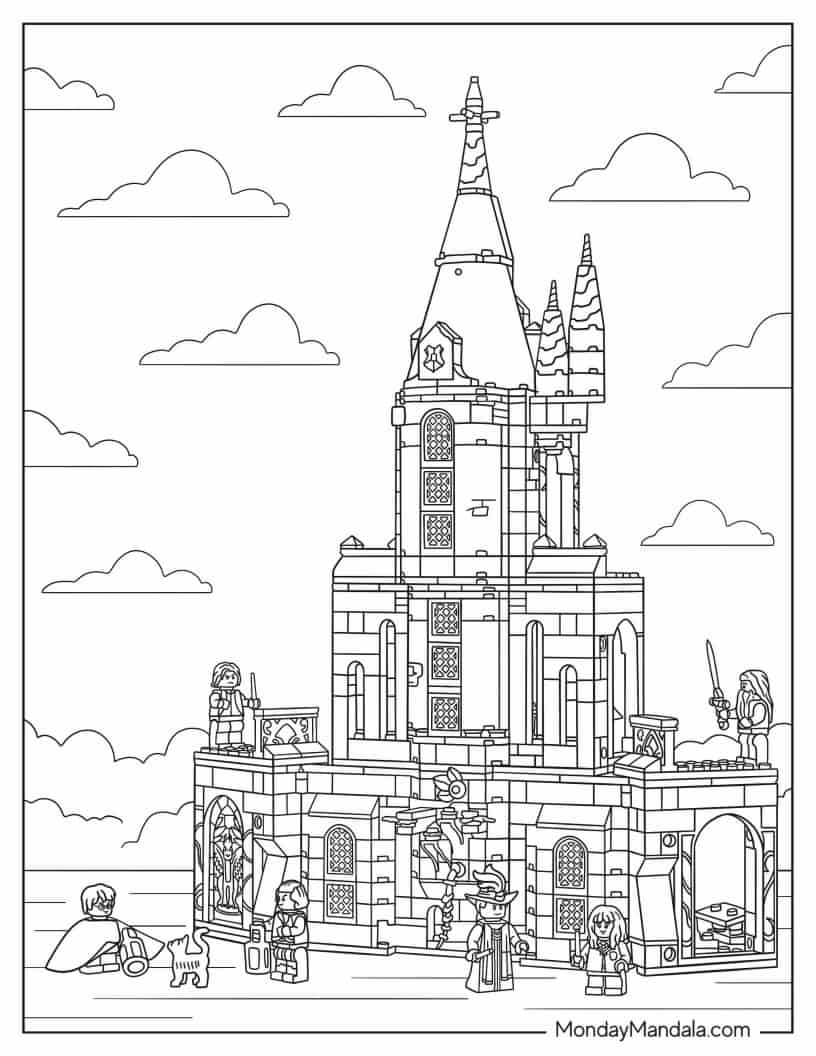 Intricate Lego Hogwarts Coloring Page coloring page