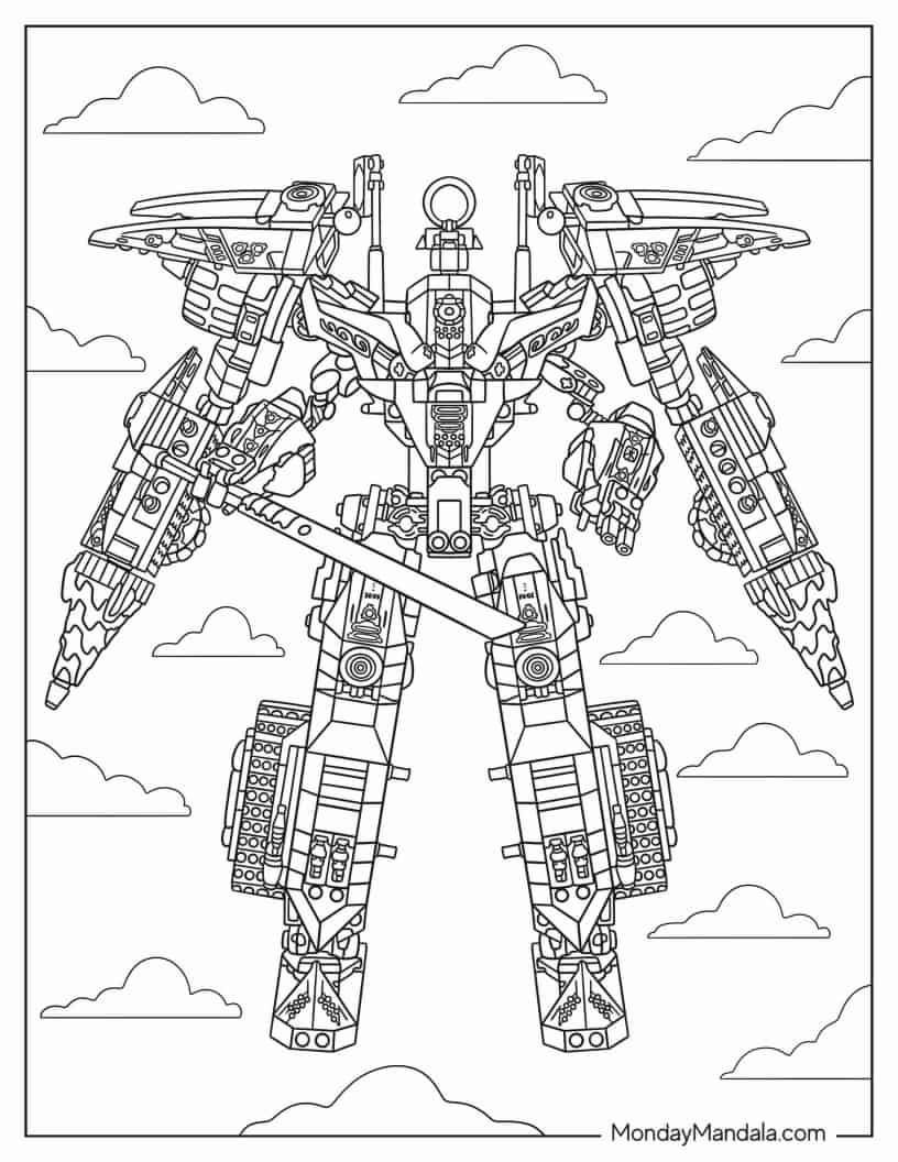 LEGO 71765 Ninjago Ninja Ultra Combo Mech coloring page — printable line art