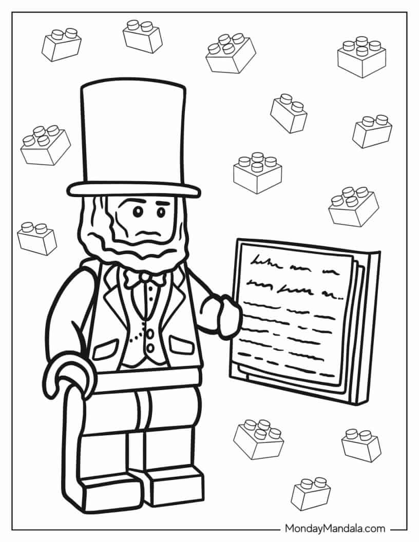 Lego Abraham Lincoln coloring page — printable line art