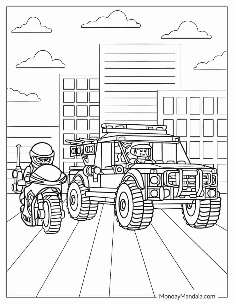 Lego City Fire Rescue _ Police Chase coloring page