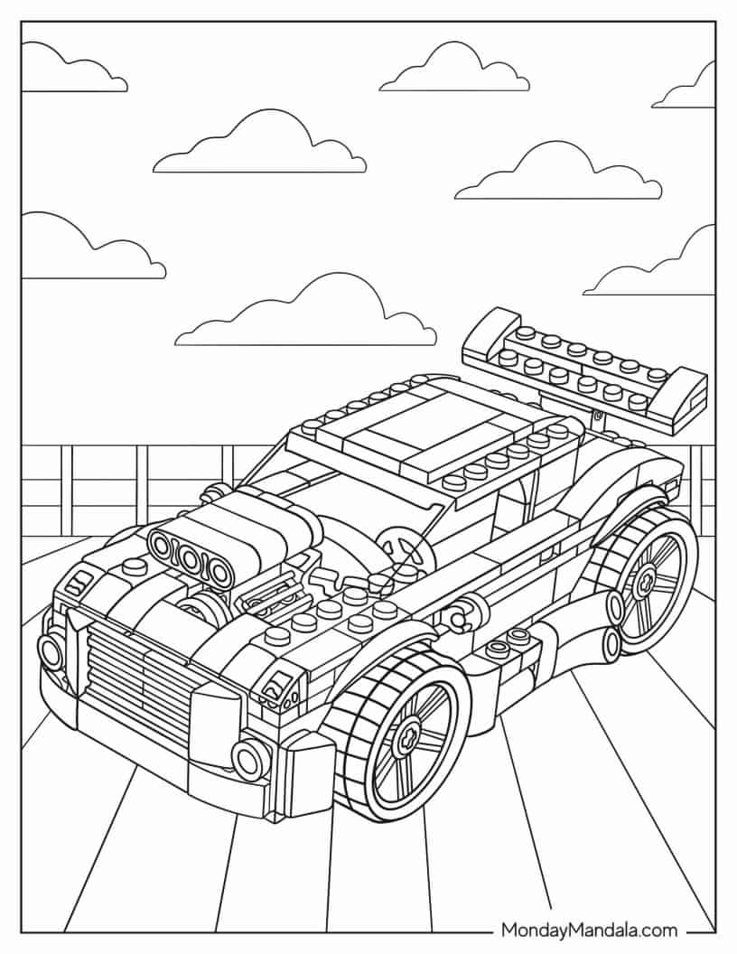 Lego Creator Street Racer coloring page — printable line art