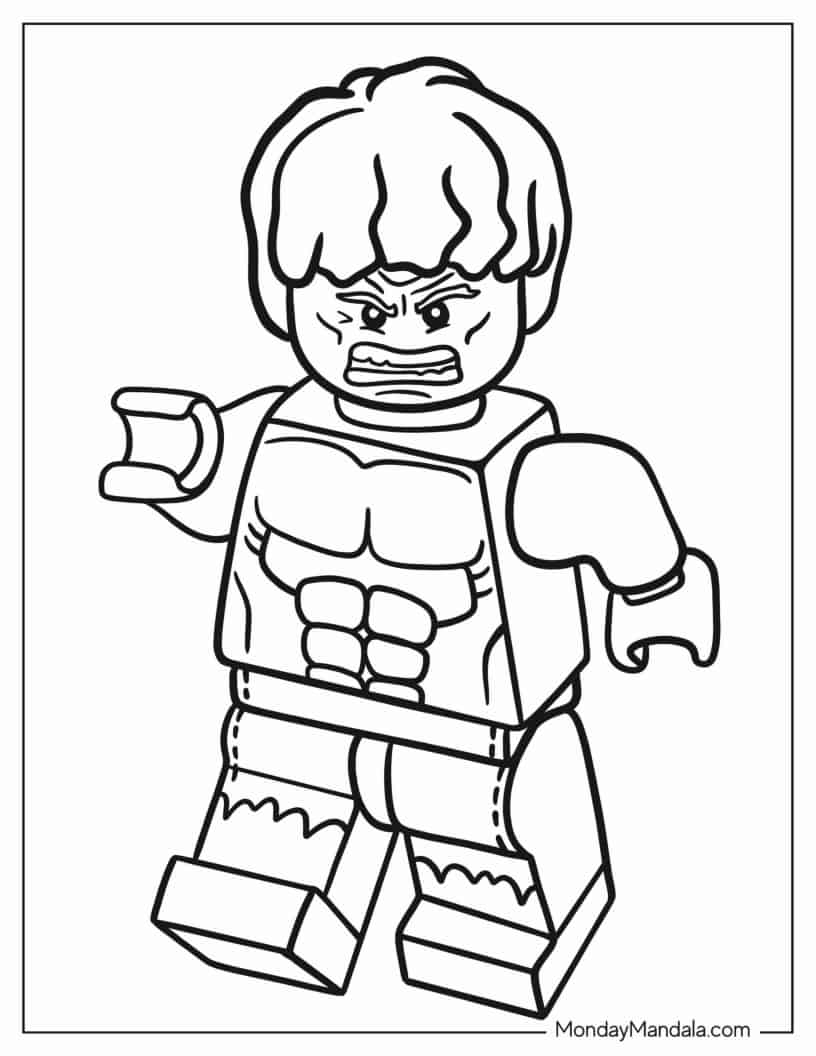 Lego Hulk Outline coloring page — printable line art