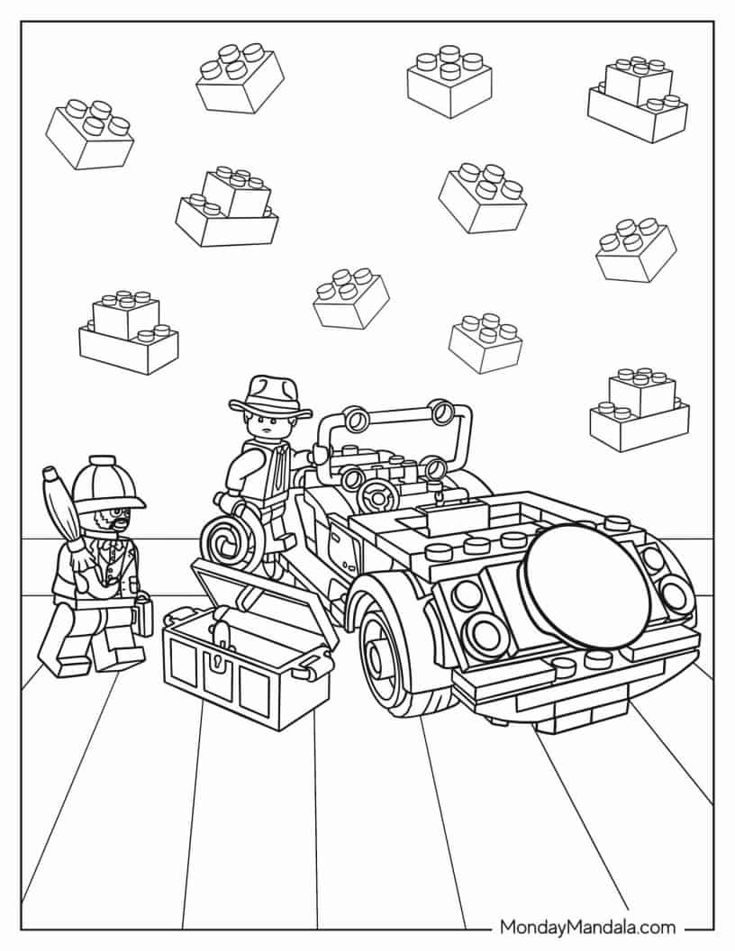 Lego Indiana Jones Coloring In For Kids coloring page — printable line art