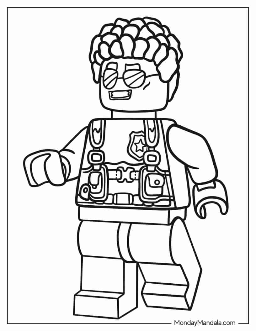 Lego Police Officer Duke DeTain coloring page — printable line art
