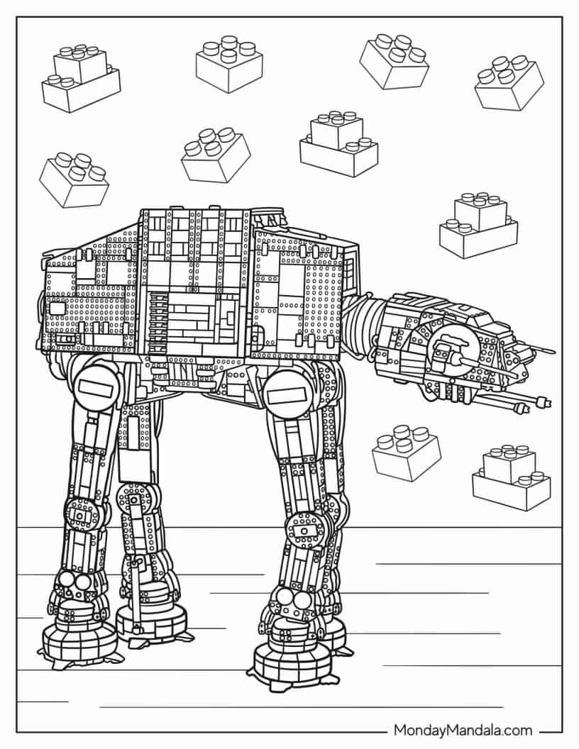 Lego Star Wars AT-AT coloring page — printable line art