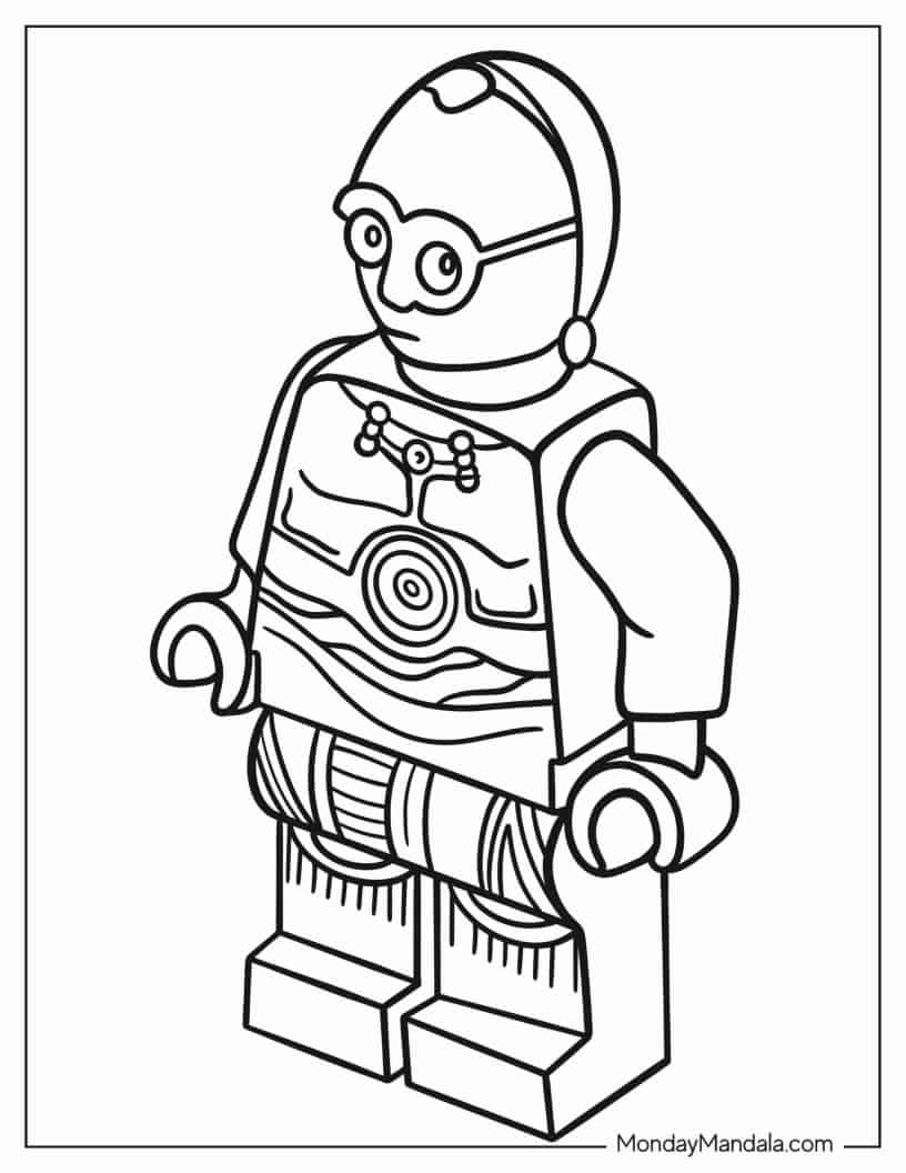 Simple Lego C3PO For Kids coloring page