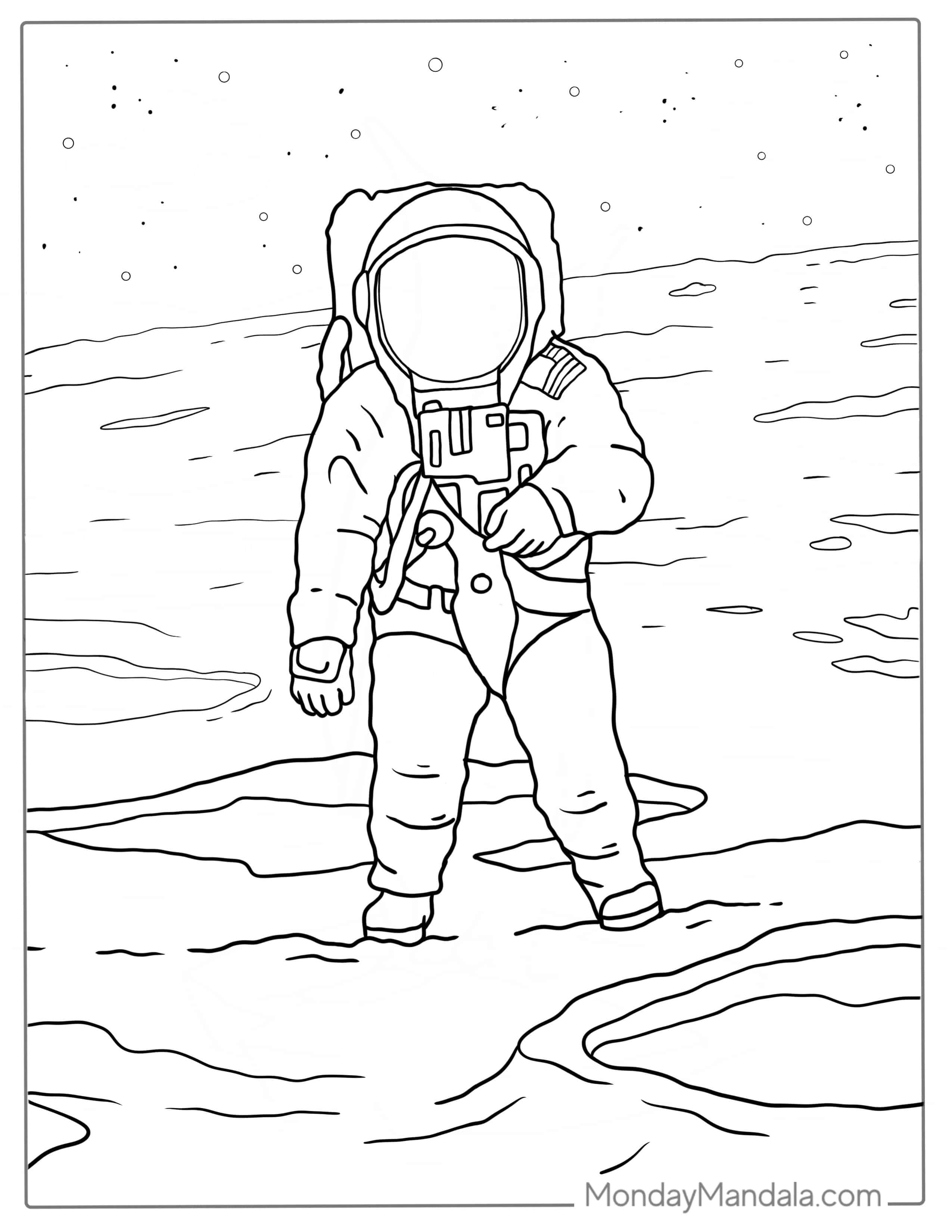 Astronaut Walking On Moon Coloring Page_ coloring page
