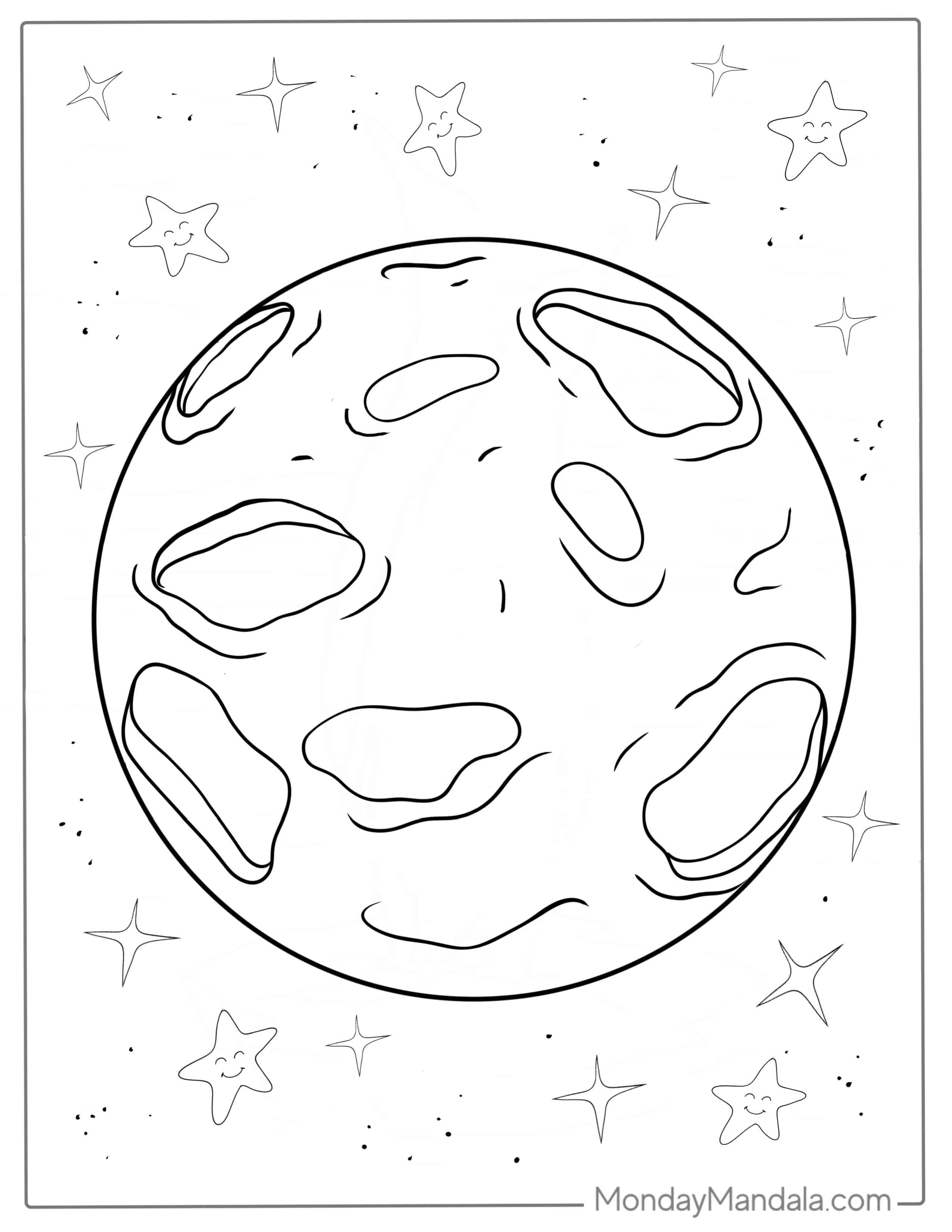Easy Moon Coloring Page For Kids coloring page