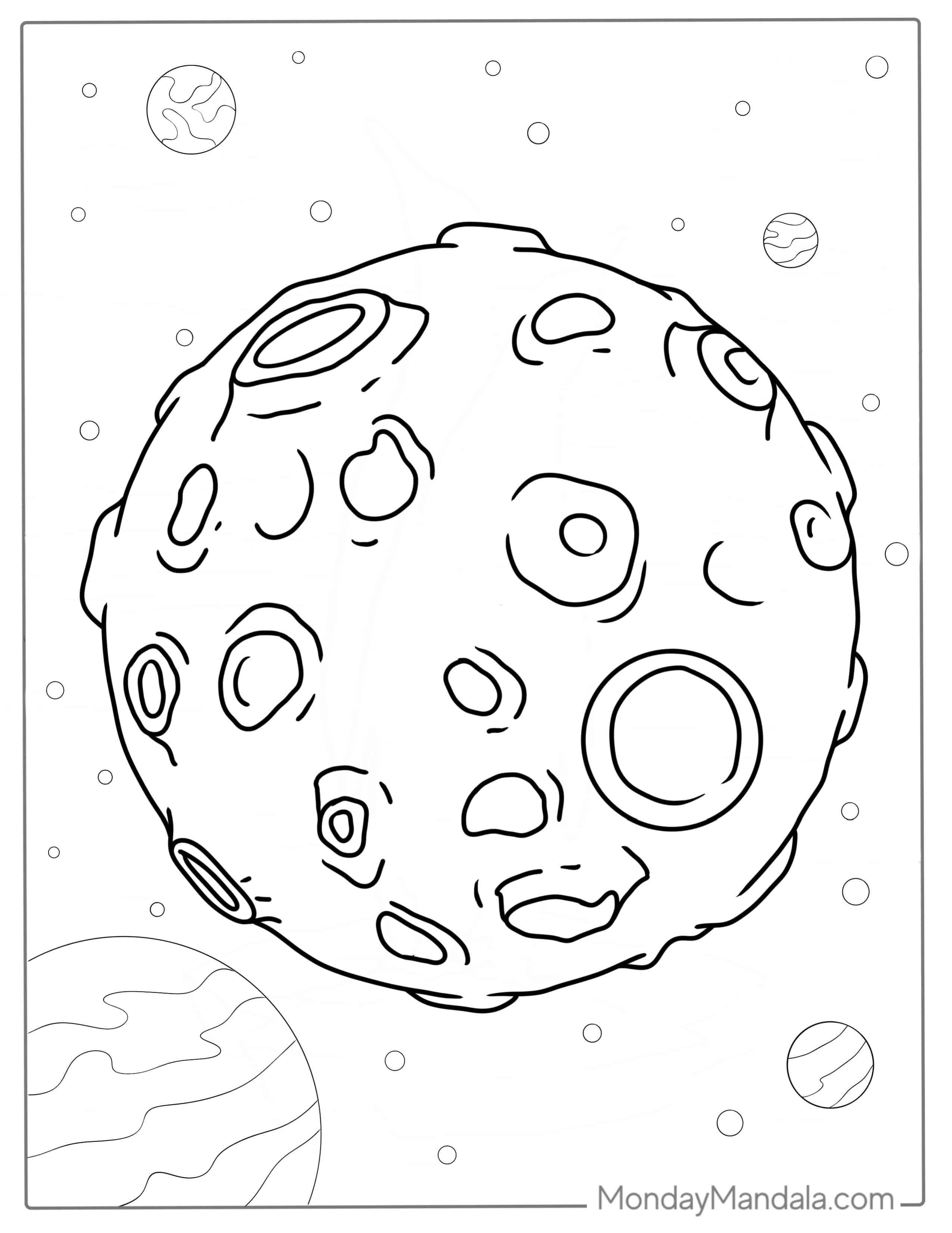 Easy Moon Coloring Page For Preschoolers coloring page