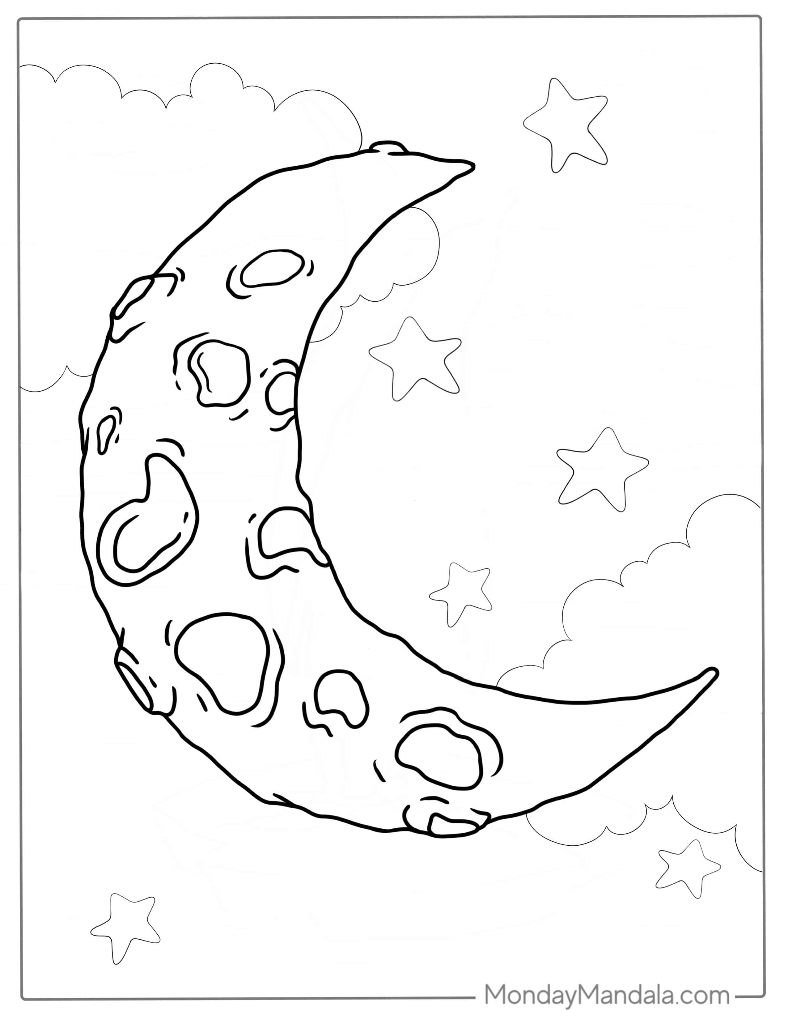 Simple Crescent Moon Coloring Page For Kids(1) coloring page