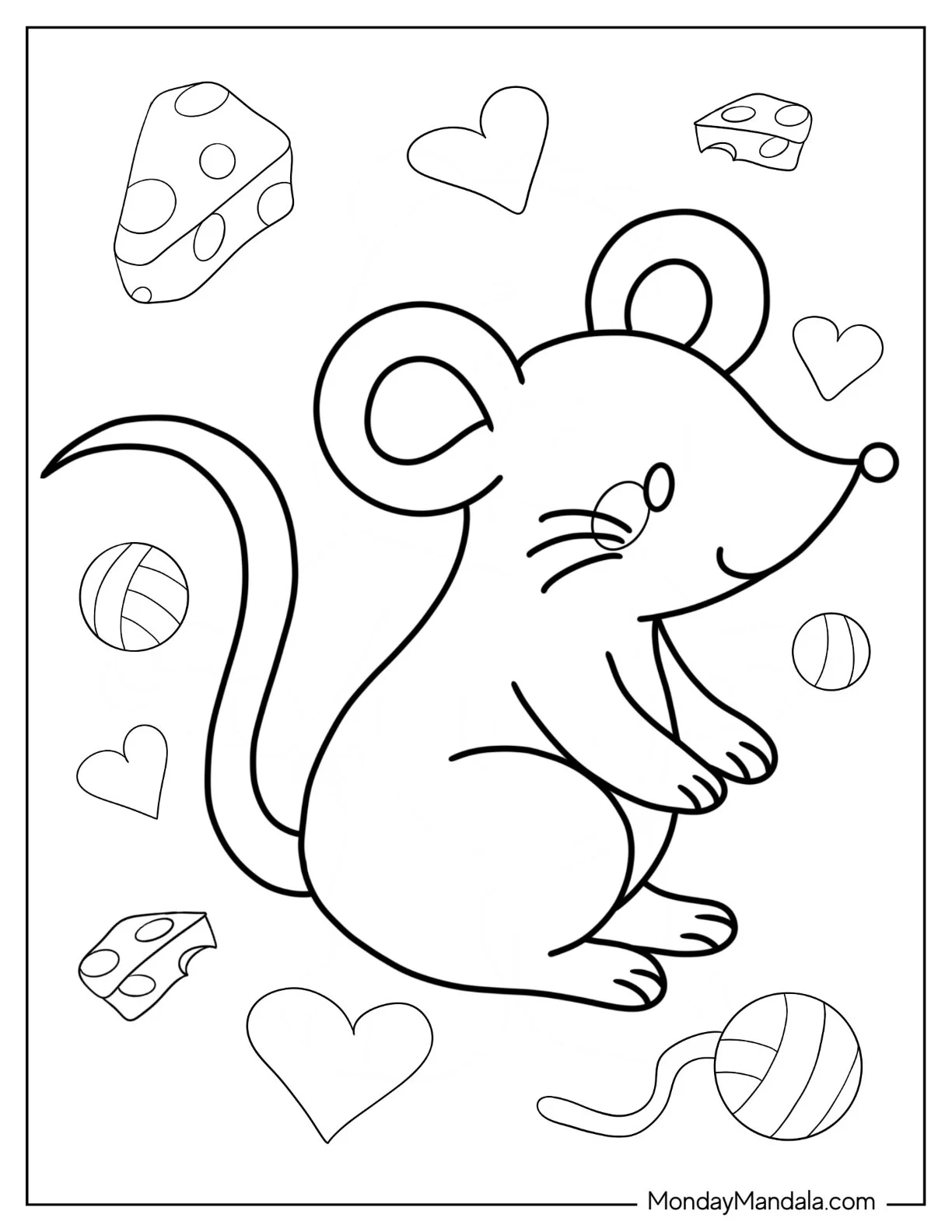 Cute Mouse Coloring Page For Kids coloring page