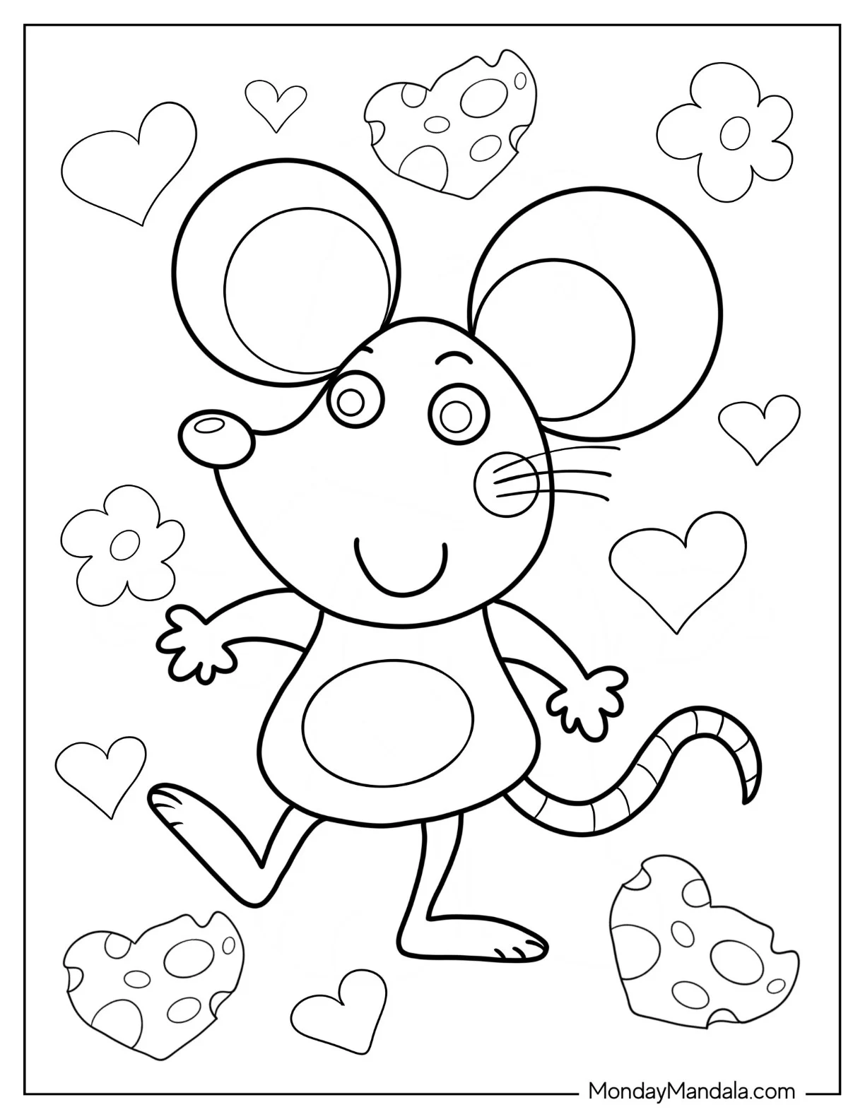 Happy Cartoon Mouse Coloring Page coloring page