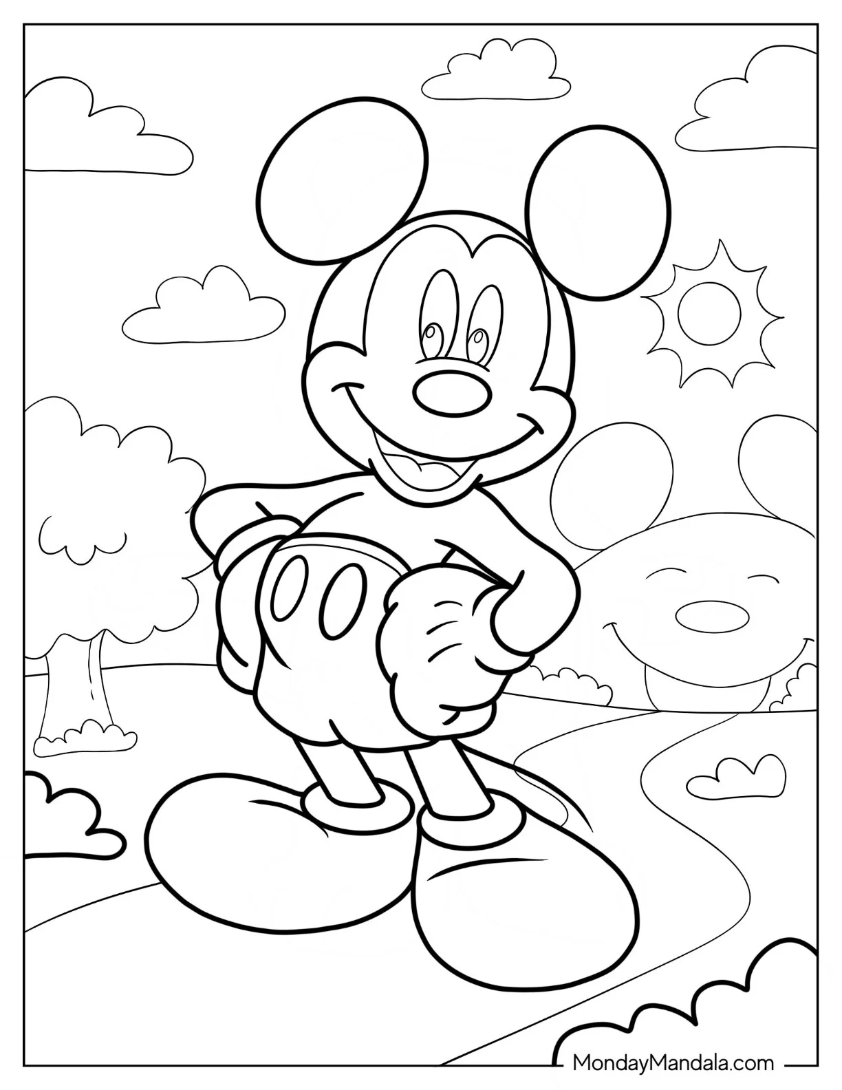 Mickey Mouse Coloring Page coloring page — printable line art