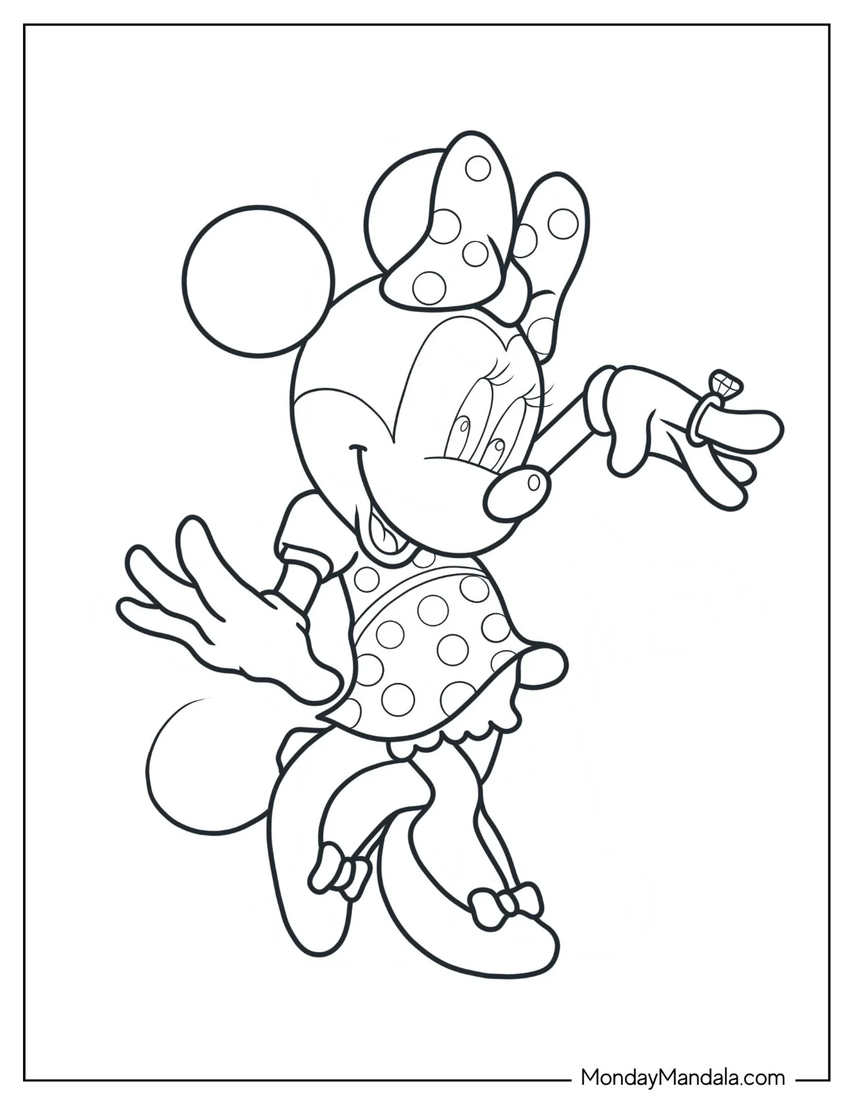 Minnie Mouse Coloring Page With Big Ring coloring page — printable line art