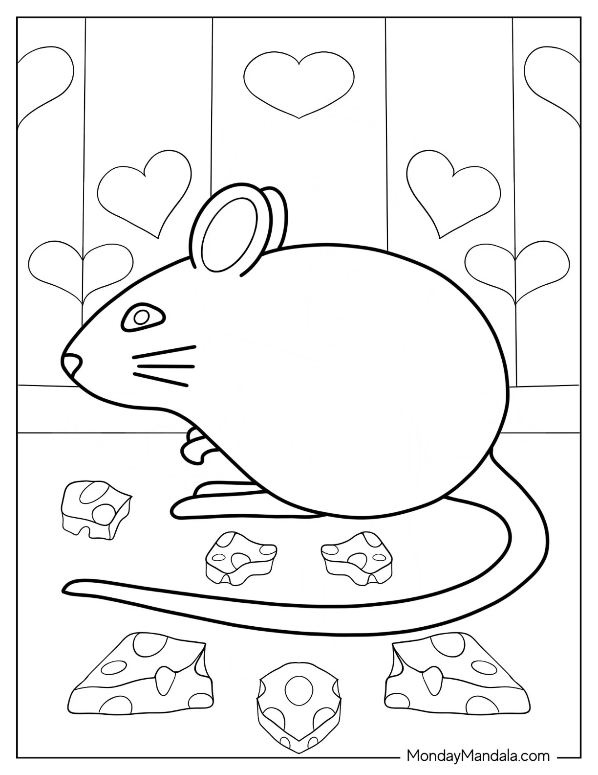 Simple Mouse Coloring Page Outline With Cheese coloring page