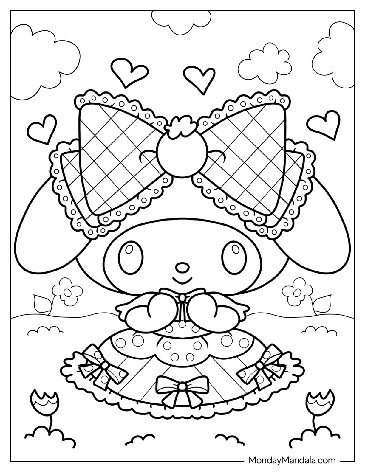 Cute My Melody Coloring Page In Ball Gown coloring page