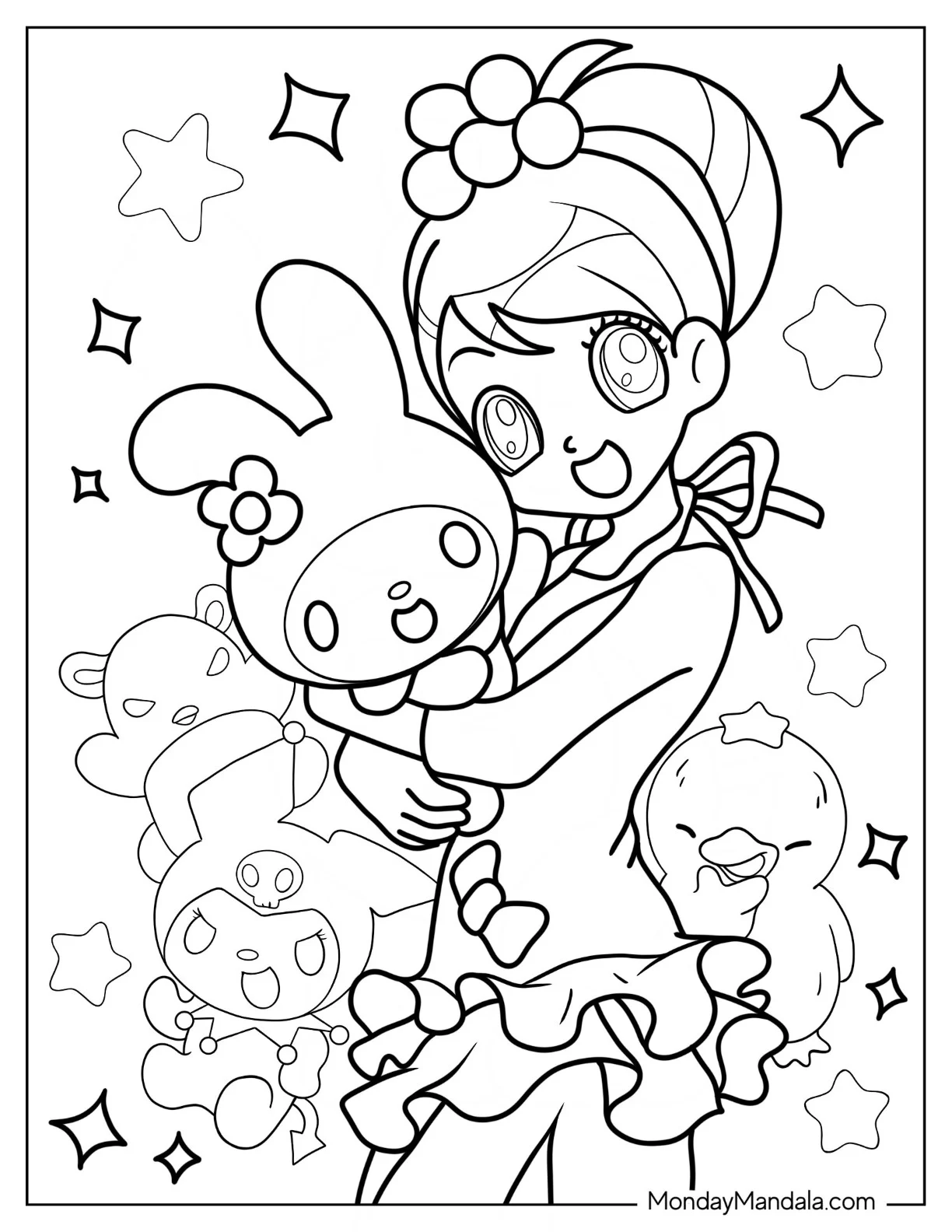My Melody Coloring Page Hugging Uta Yumeno coloring page