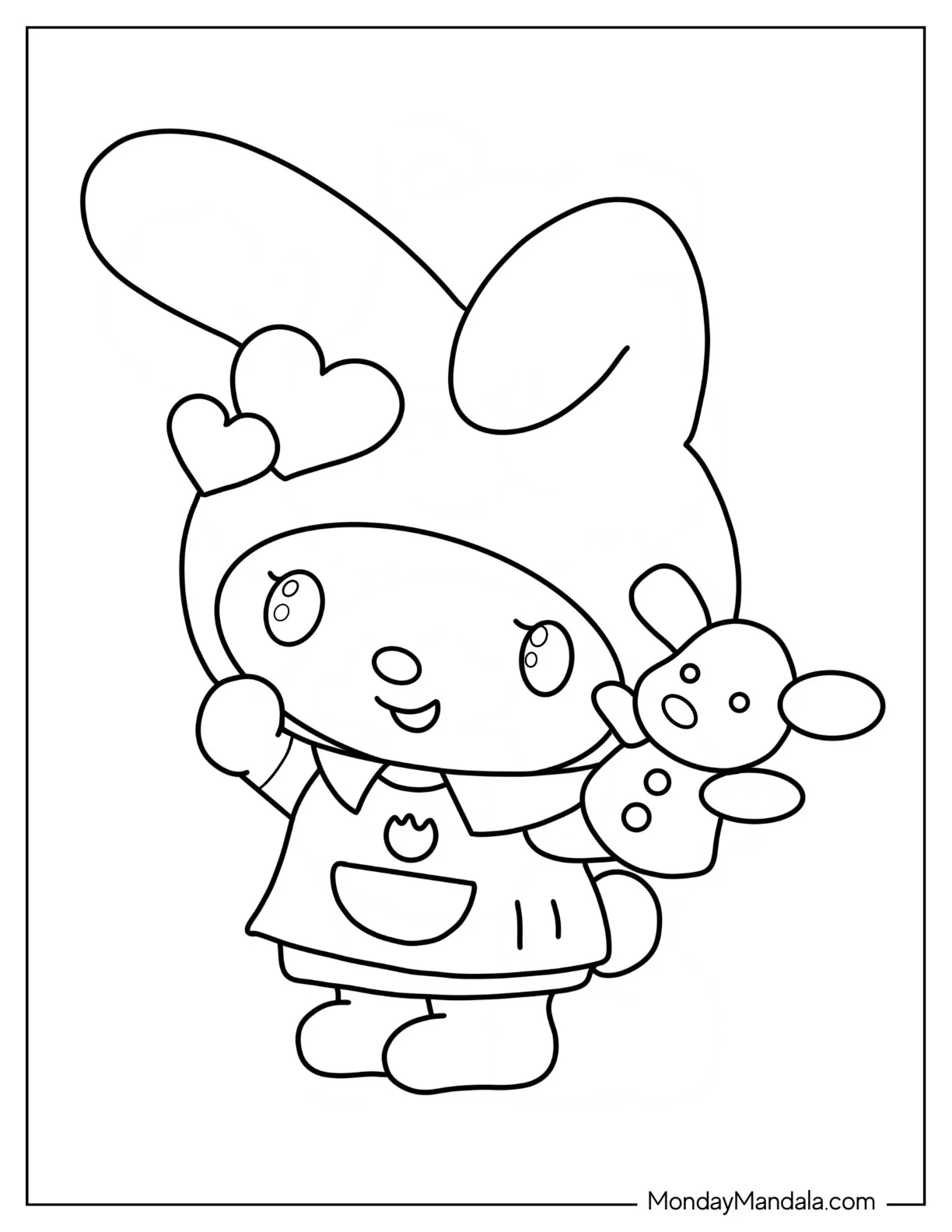 My Melody Coloring Page With Mouse Puppet coloring page