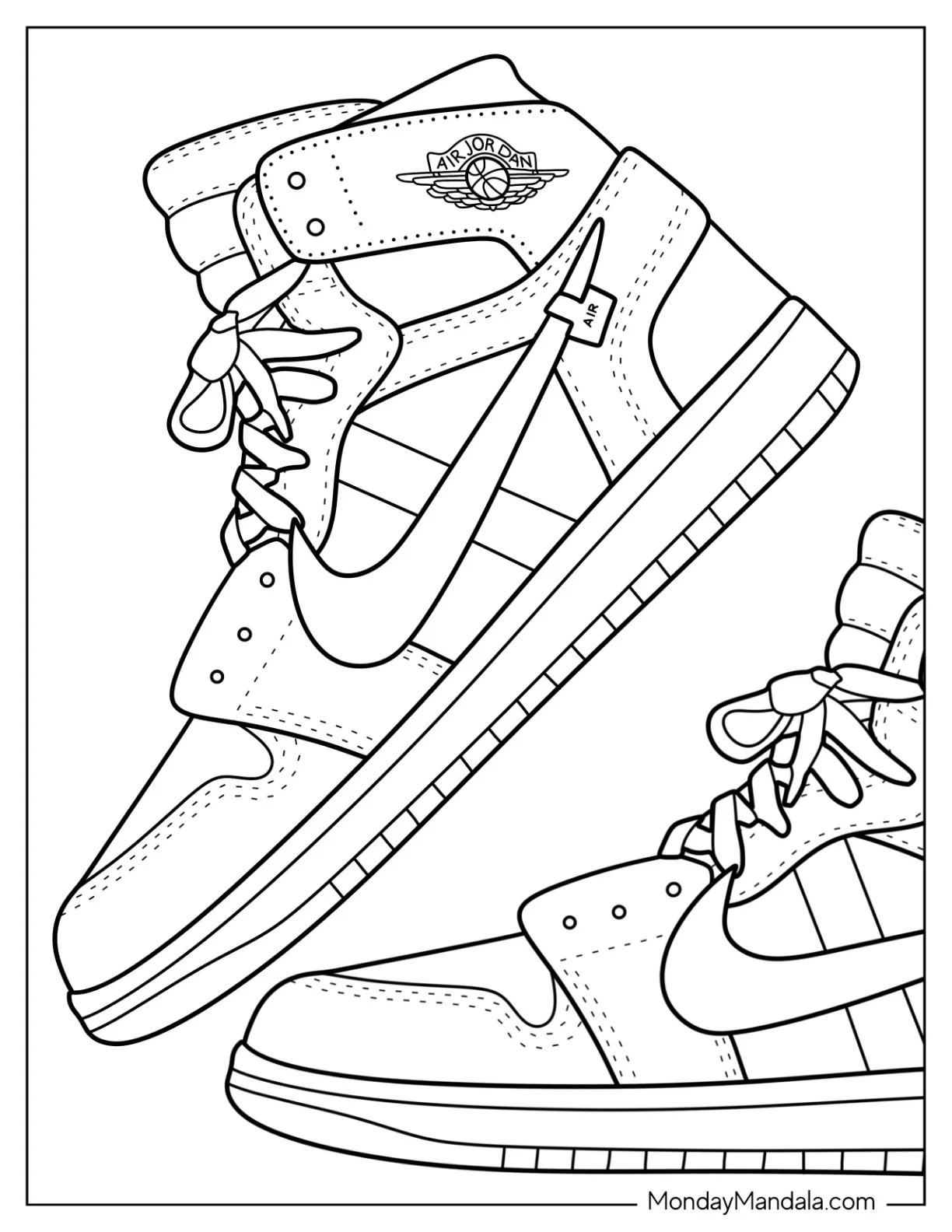 Nike Coloring Page Of Detailed Air Jordan 1 coloring page