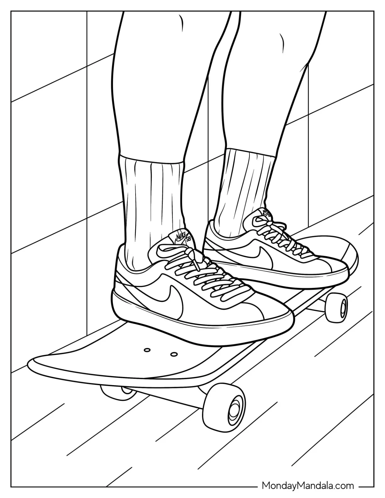 Nike Coloring Page Of SB Men s Bruin React On Skateboard coloring page