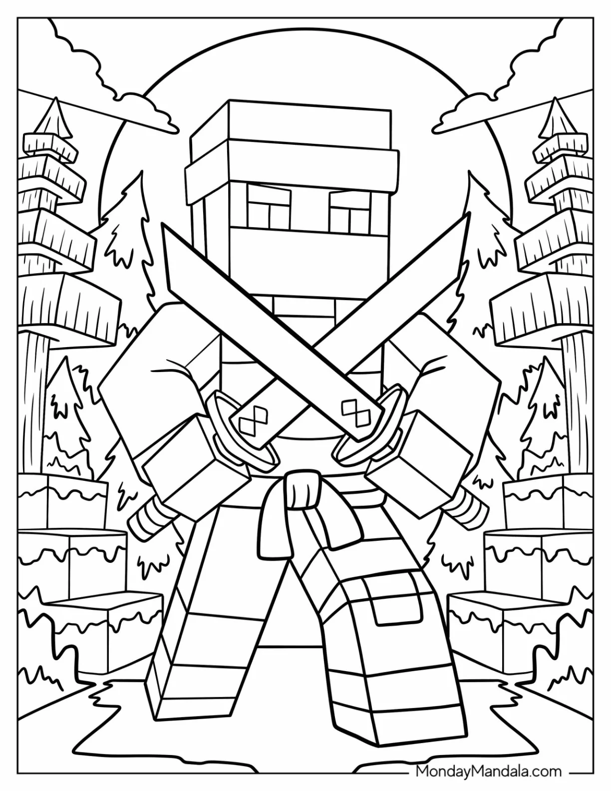 Minecraft Ninja Coloring Sheet For Kids coloring page