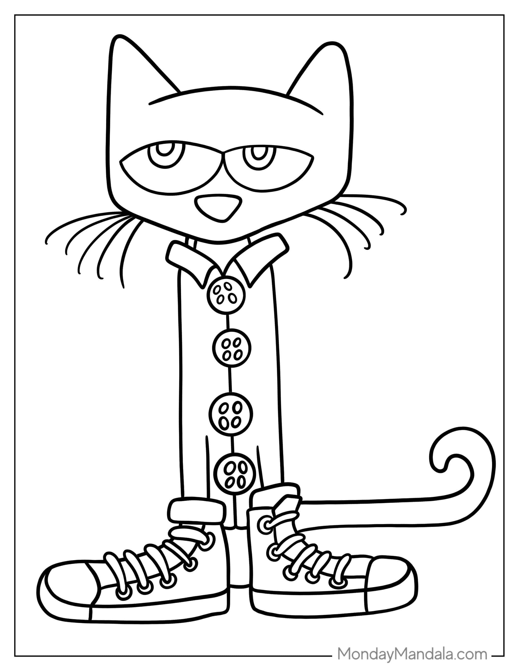 Easy Pete The Cat Coloring Page For Preschoolers coloring page