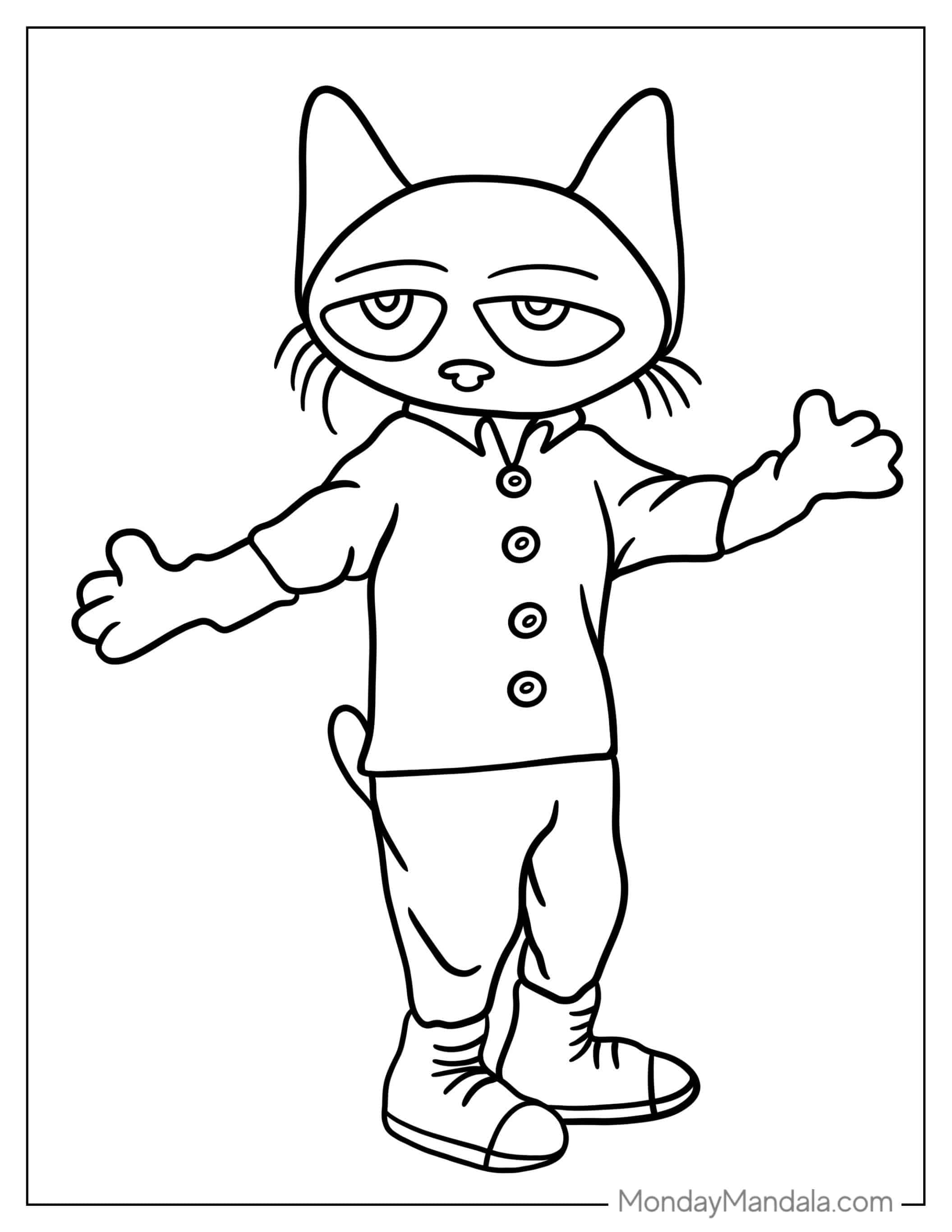 Easy Pete The Cat Coloring Picture coloring page — printable line art