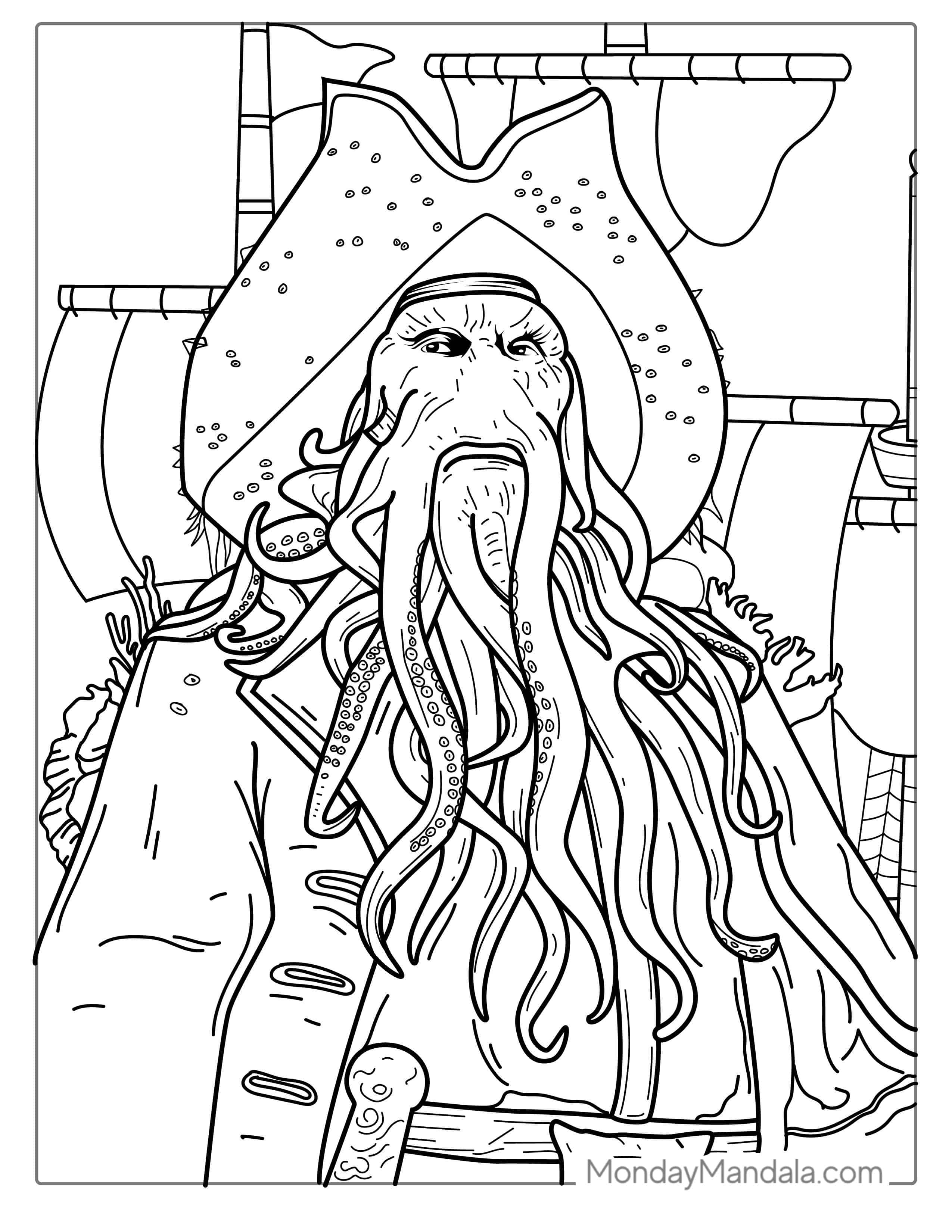 Davy Jones Pirate Coloring Page coloring page