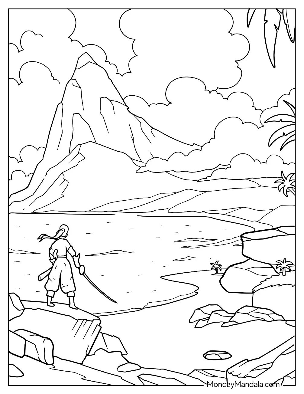 Pirate Coloring Page Surveying An island coloring page