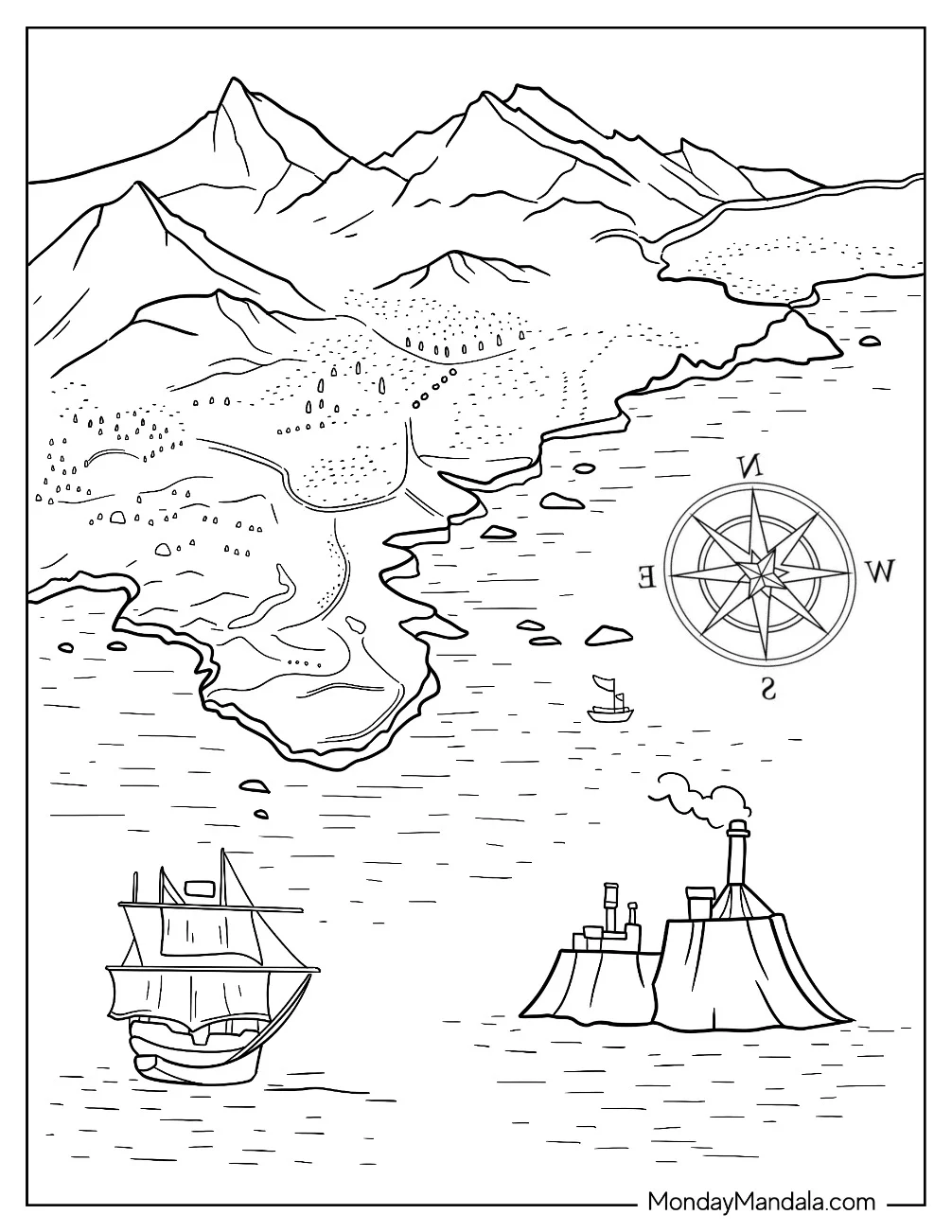 Realistic Pirate Coloring Page Map coloring page