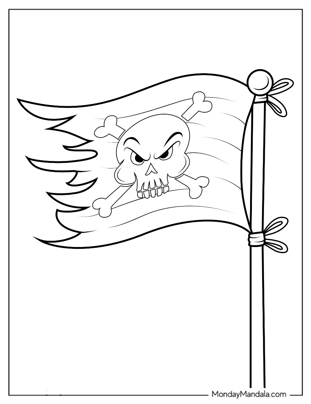 Simple Pirate Coloring Page Flag For Kids coloring page