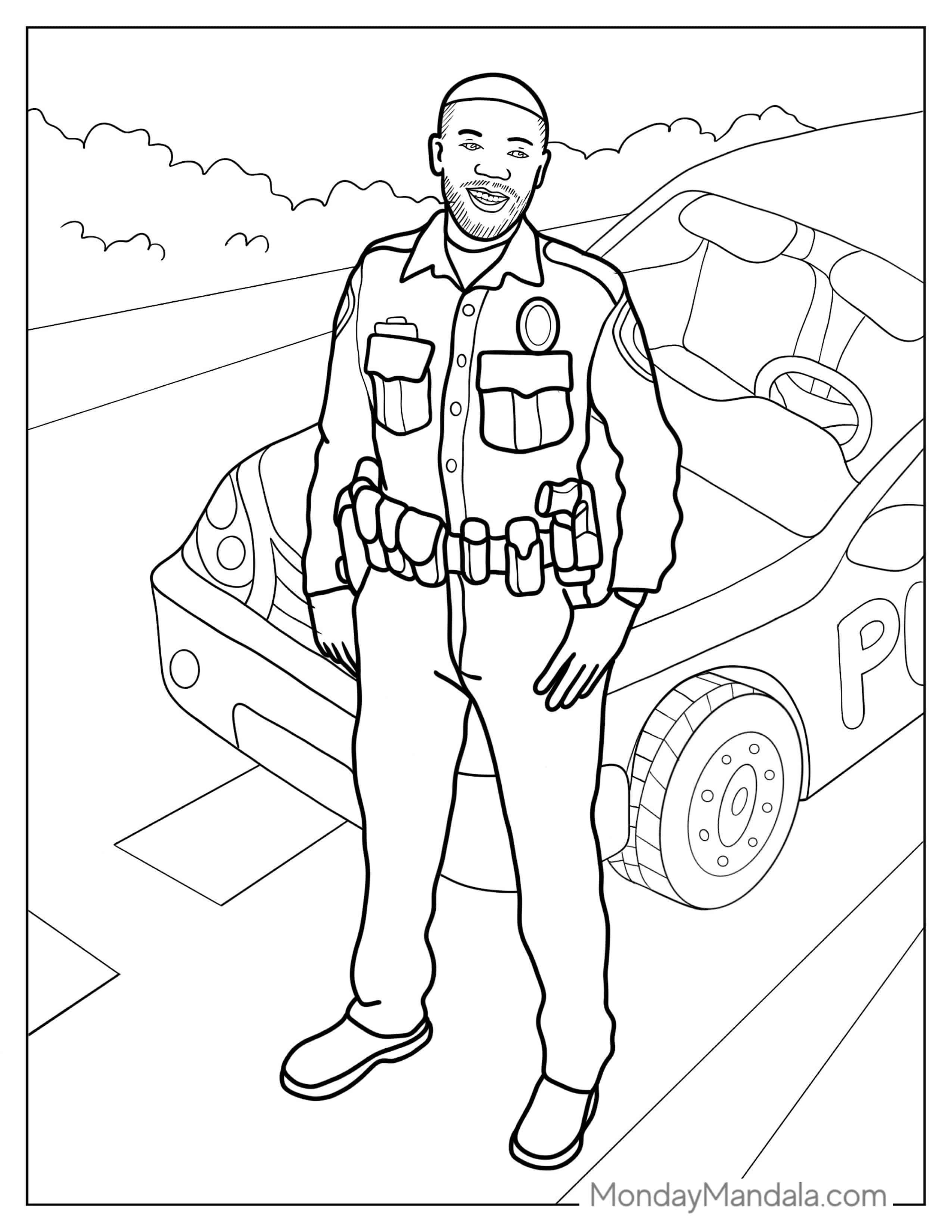 Black Police Officer Coloring Page coloring page