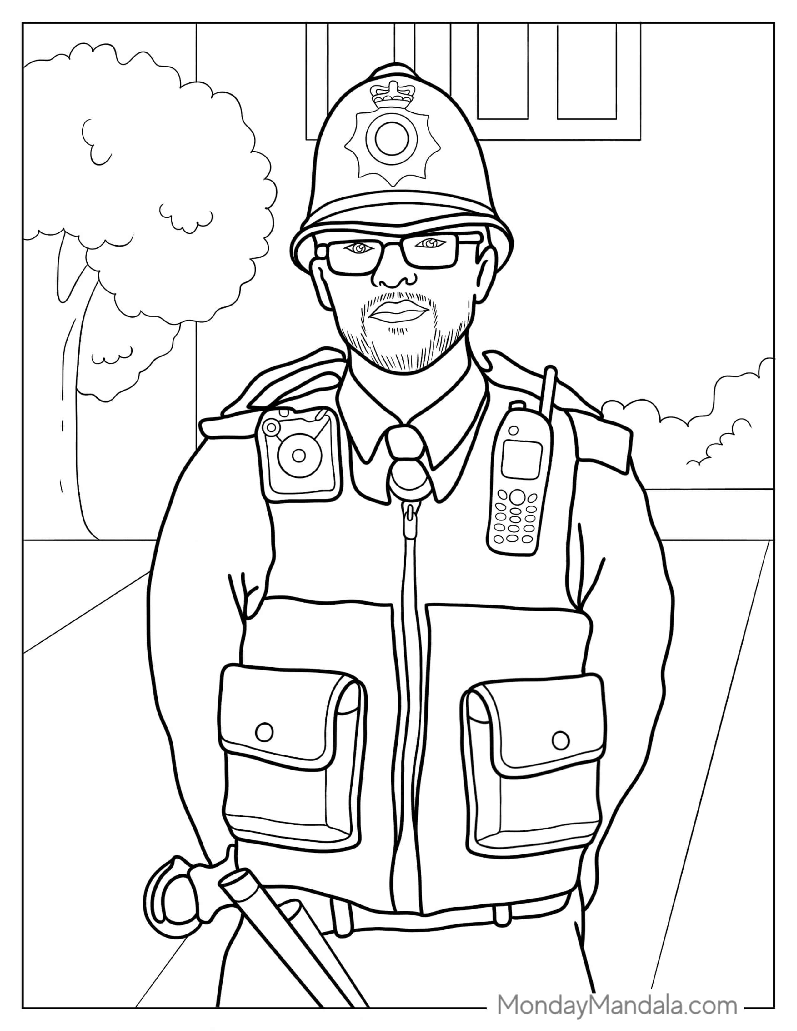 British Police Officer Coloring Page coloring page