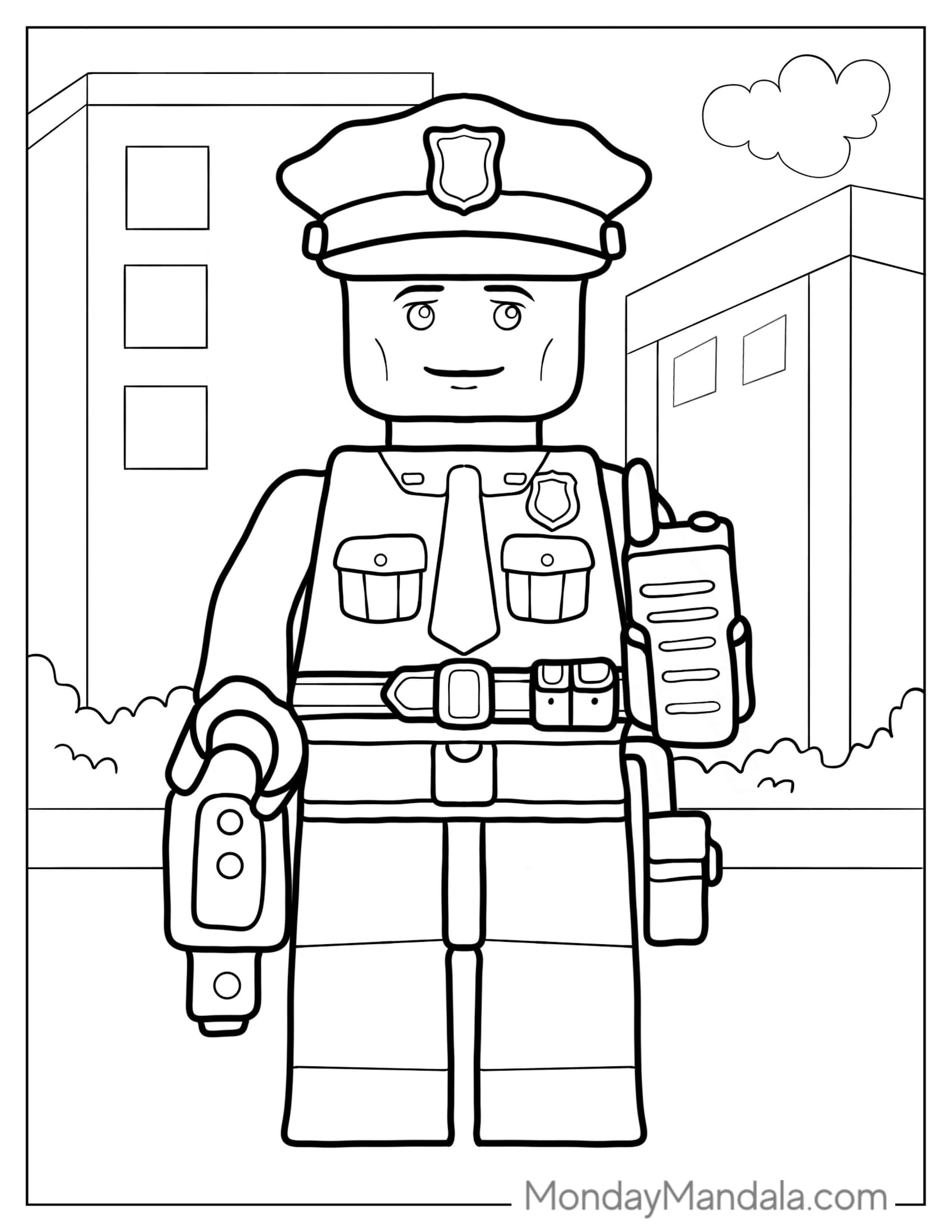 Lego Police Officer To Color coloring page — printable line art