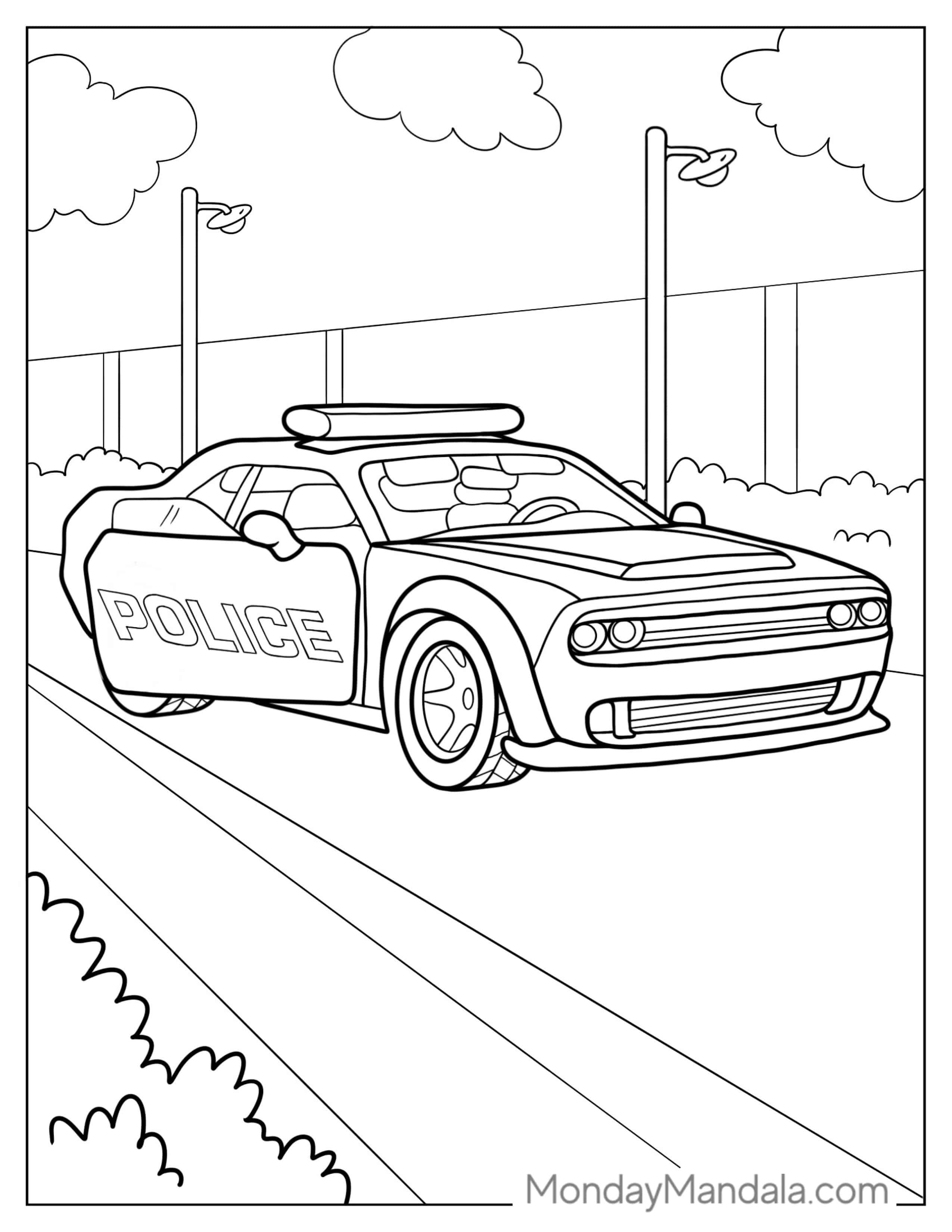 Modern Day Police Car To Color coloring page