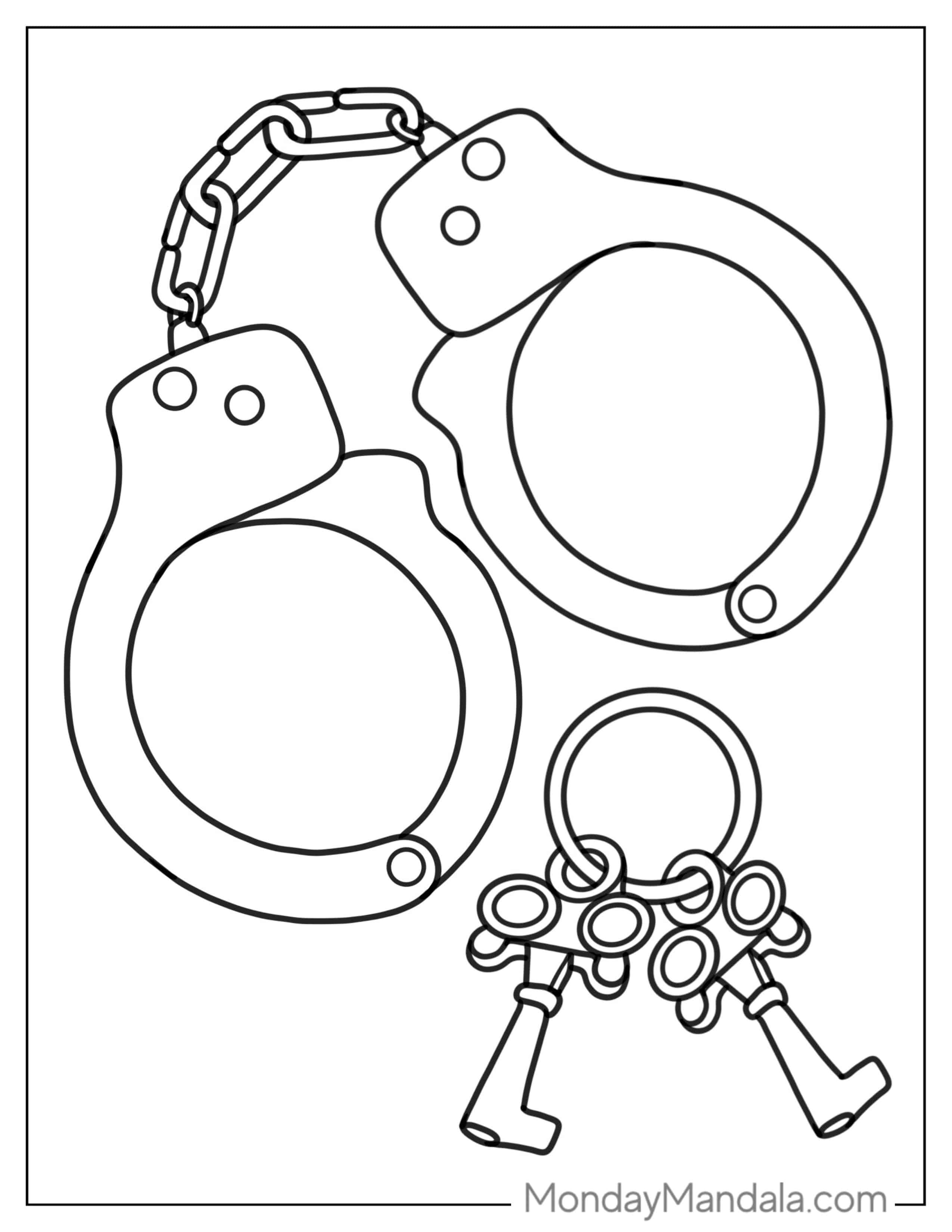 Police Handcuffs Coloring Sheet coloring page
