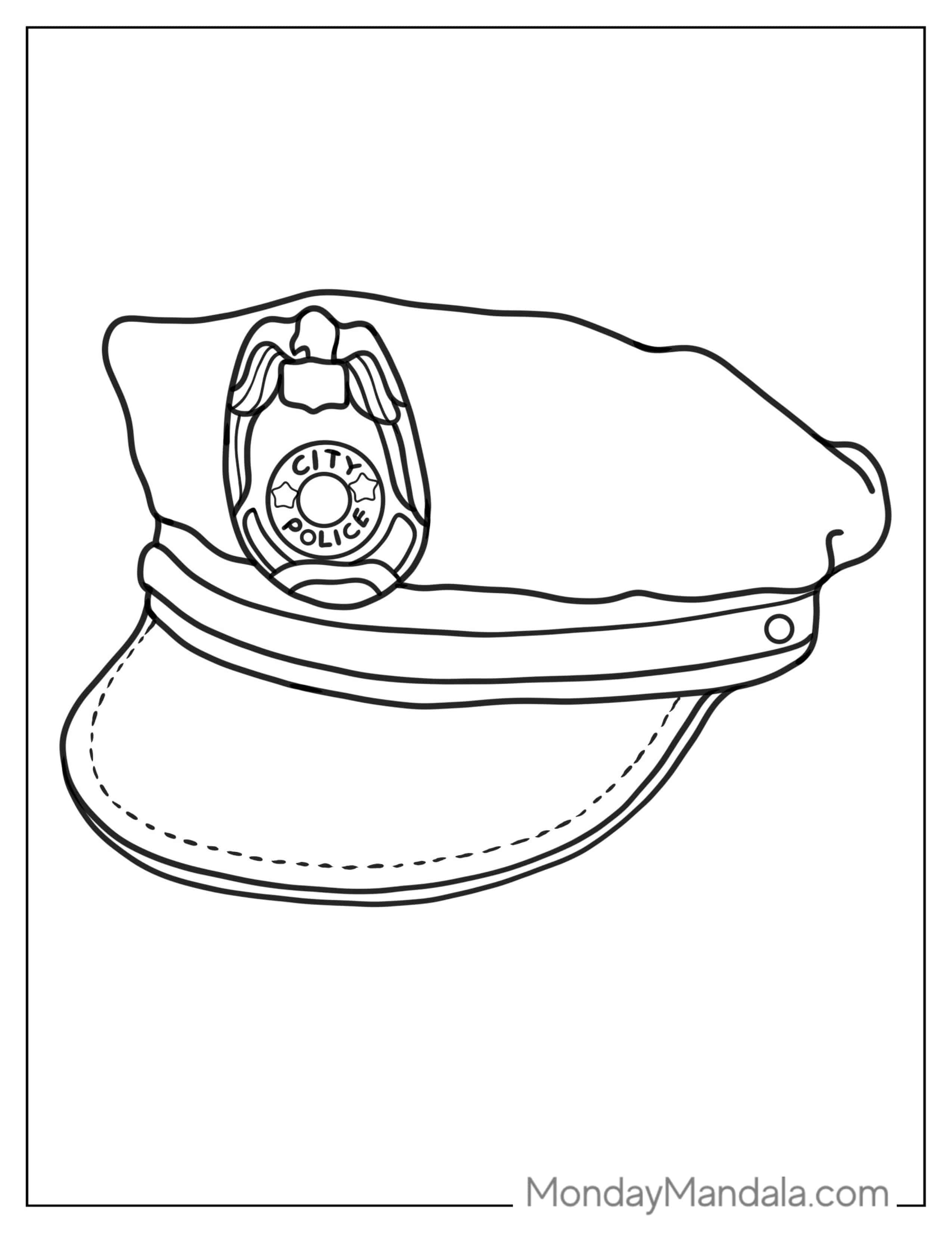 Police Officer Hat Coloring Sheet coloring page