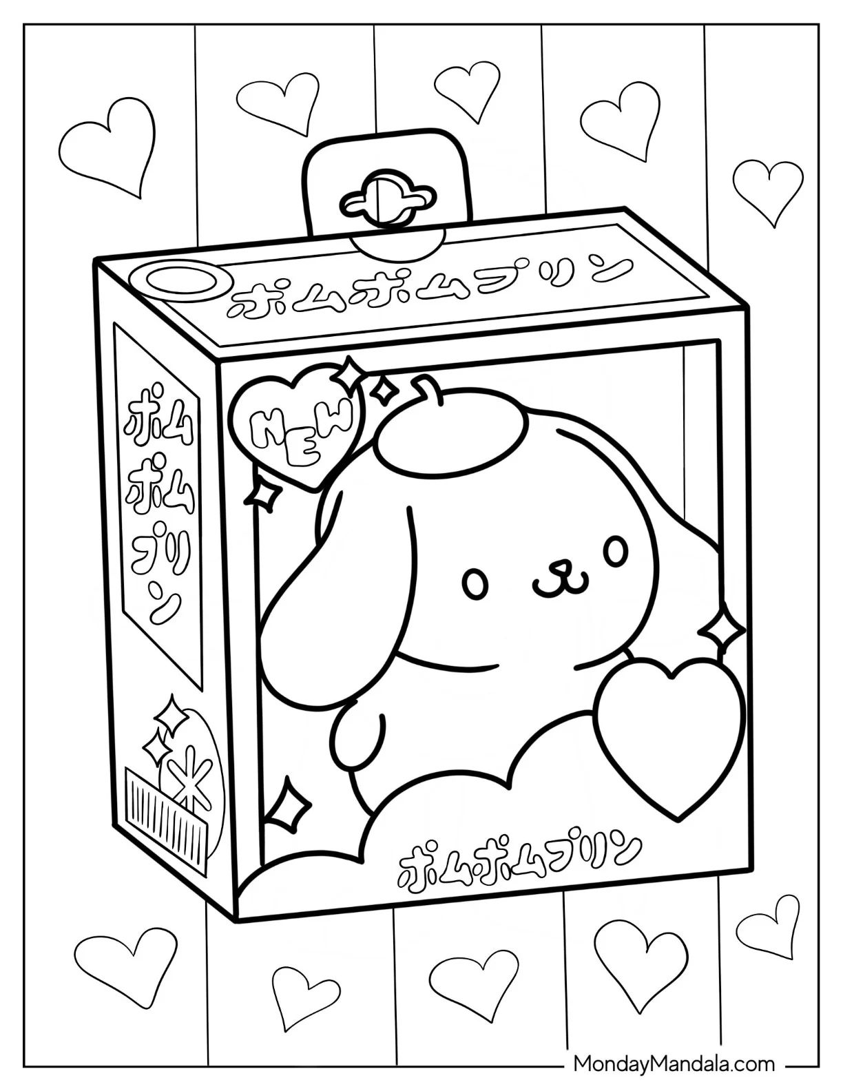 Pompompurin Doll In Box coloring page