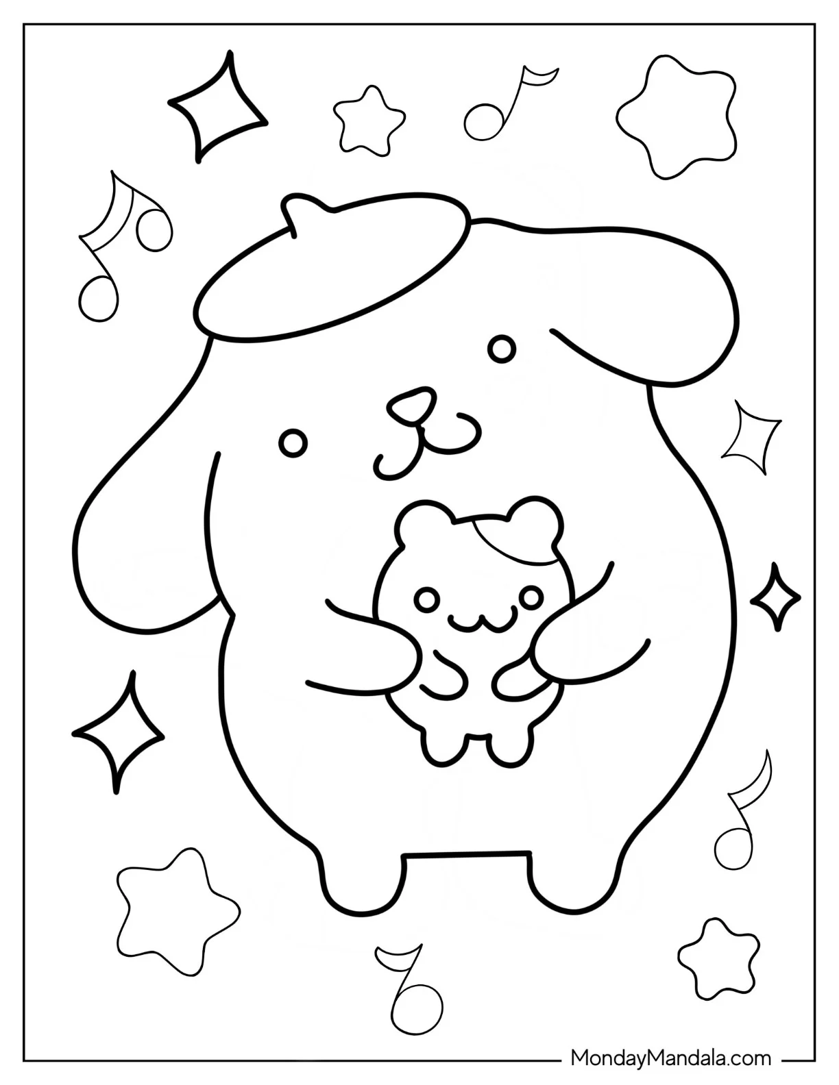 Pompompurin Hugging Muffin Coloring Page For Kids coloring page