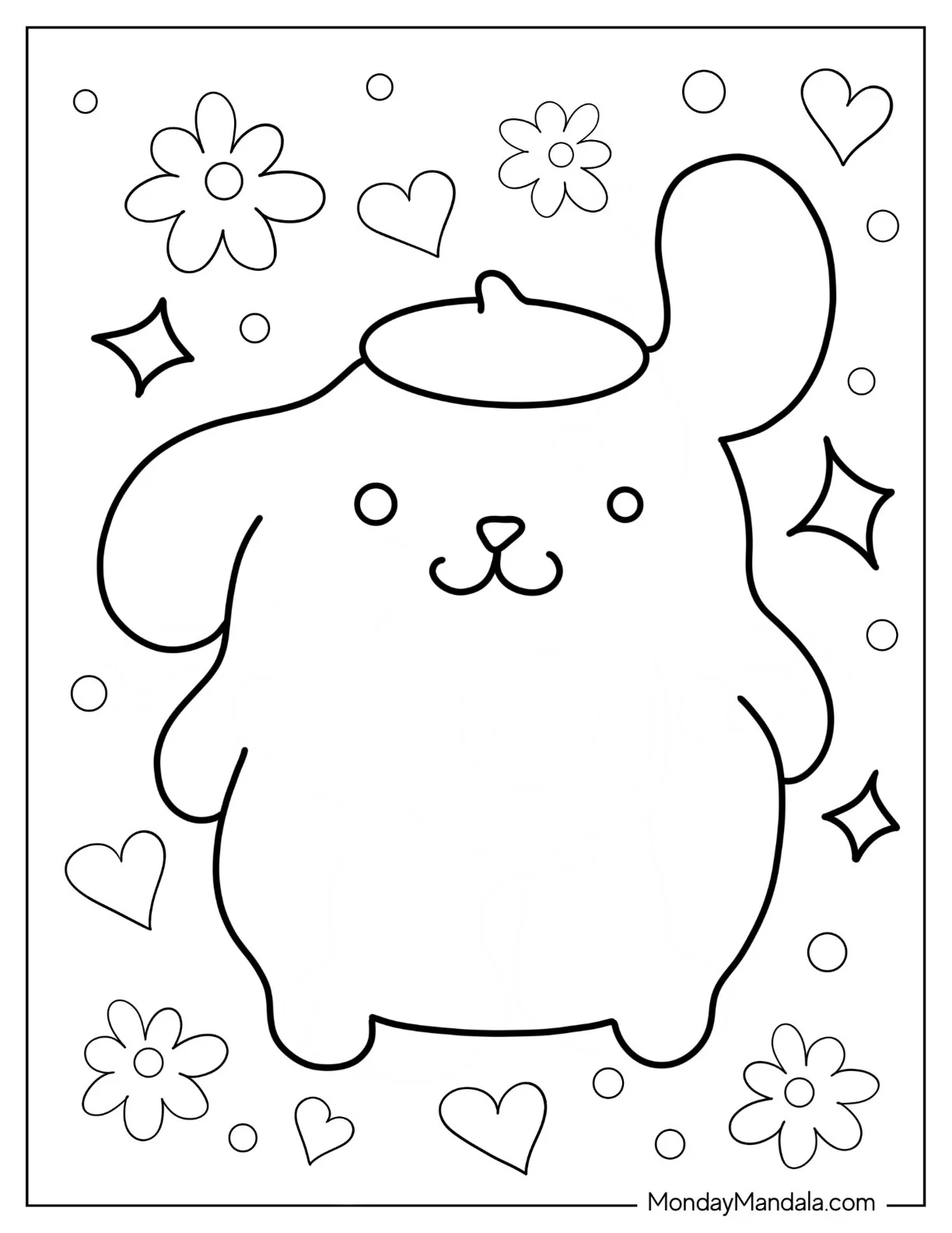 Pompompurin With Ear Up Coloring Page For Preschoolers coloring page