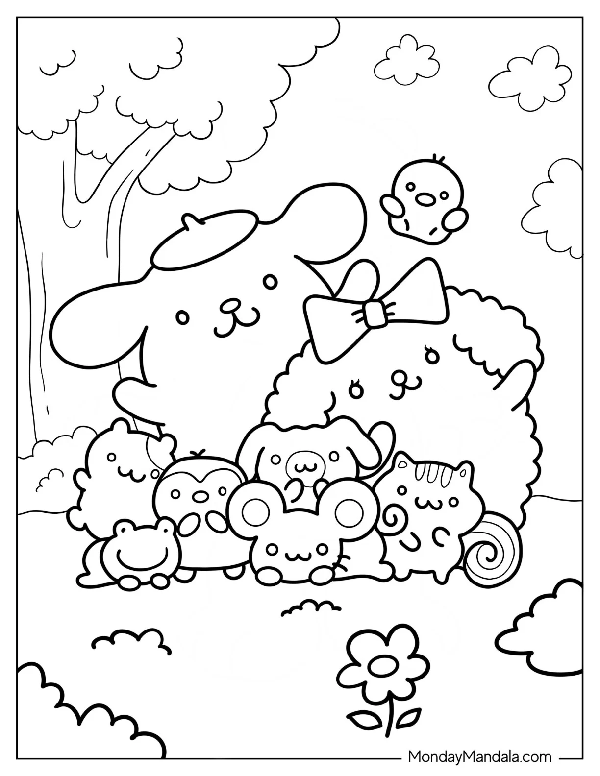 Pompompurin With Macaroon And Friends Coloring Page coloring page