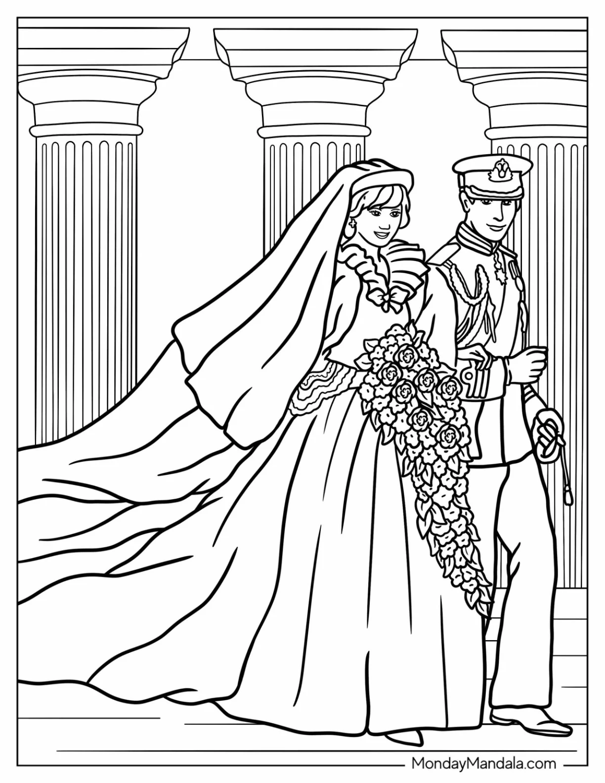 Princess Coloring Page Of Diana And Prince Charles Wedding coloring page