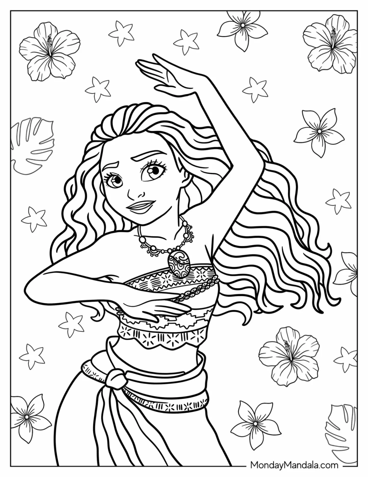 Princess Coloring Page Of Moana Dancing coloring page