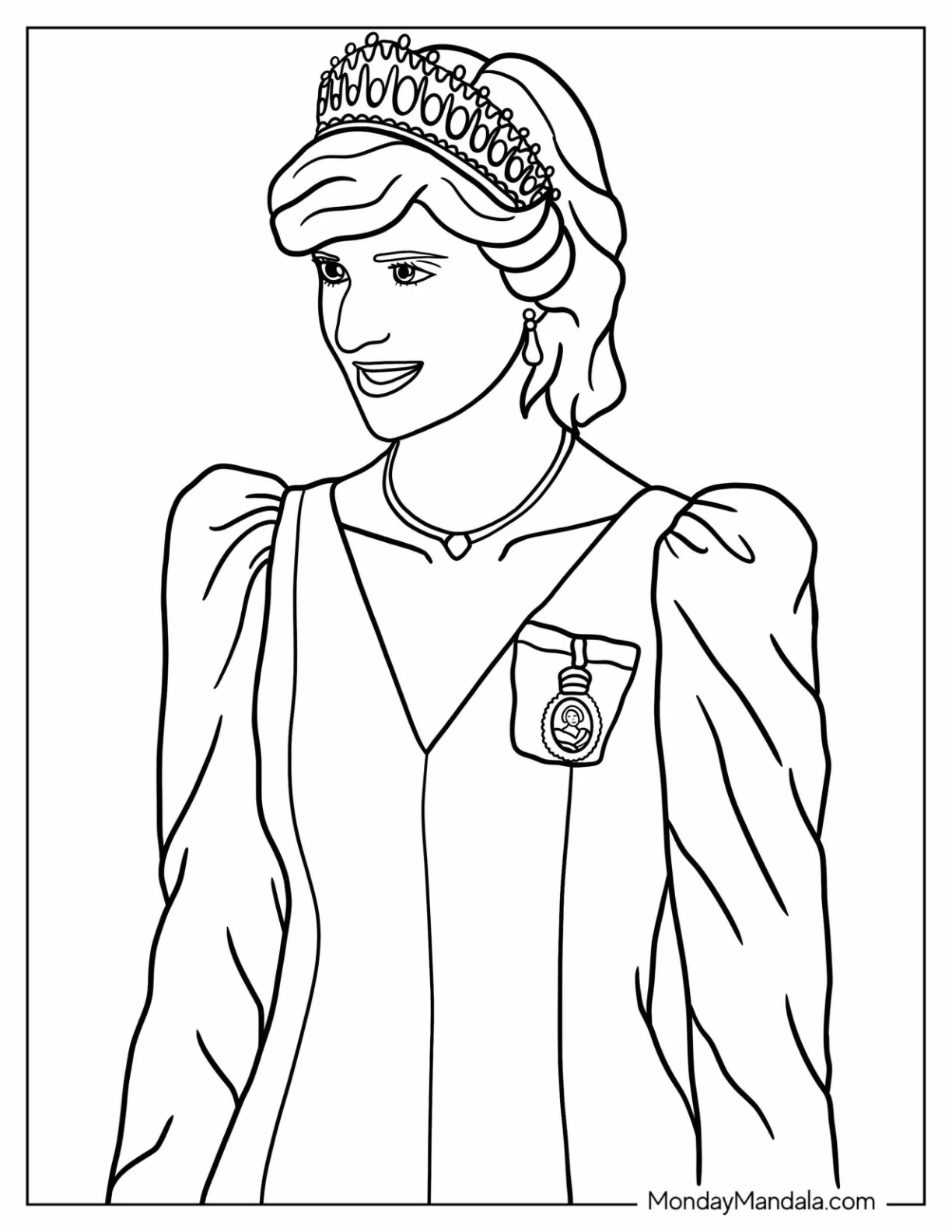 Princess Coloring Page Of Realistic Princess Diana coloring page